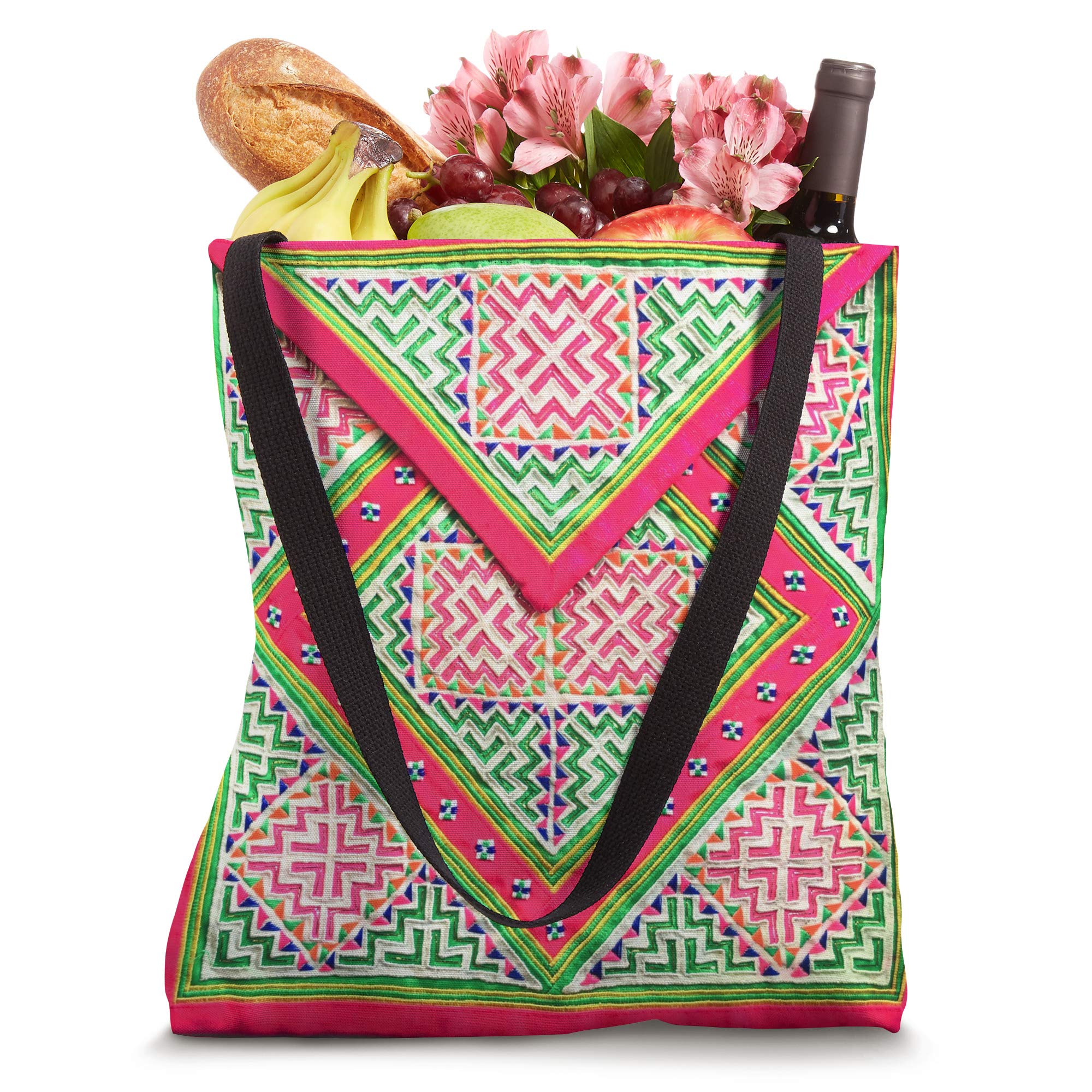 Authentic Hmong Printed Tote Bag - Stylish Money Bag #6 - Eco-Friendly Cotton Shoulder Bag for Shopping, Travel & Daily Use