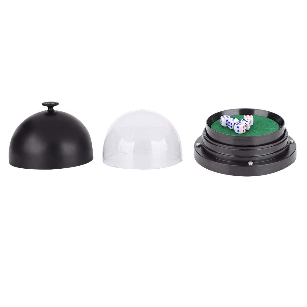 BNineteenteam Automatic Dice Roller - Transparent Plastic Dice Cup with 5 Dice Set for Board Games, Poker, D&D, Pub & Bar Entertainment - Anti-Cheat Design for Fair Play