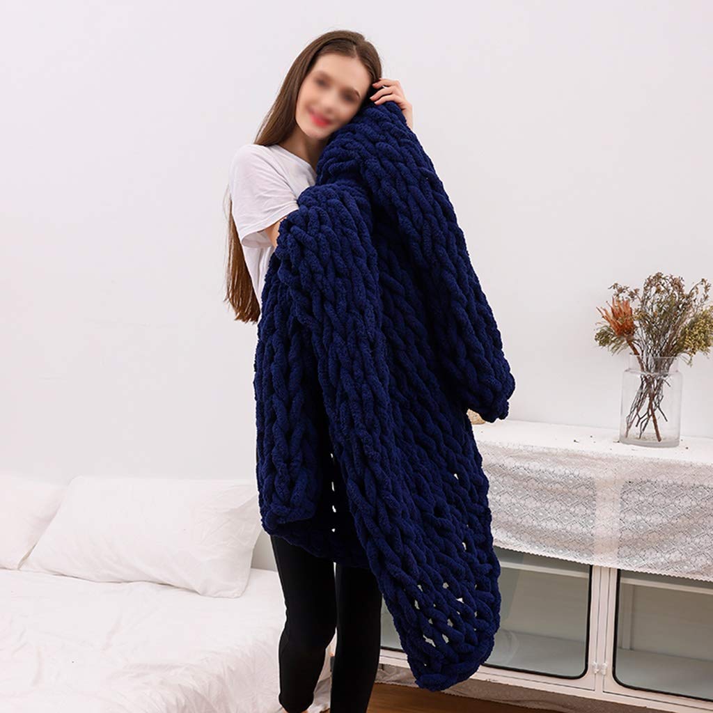 LICHUXIN Soft Chunky Knit Blanket - 100% Chenille Hand-Knitted Throw Blanket for Couch, Bed, Chair & Yoga - Ultra Warm & Cozy Winter Blanket for Living Room, Bedroom & Home Decor