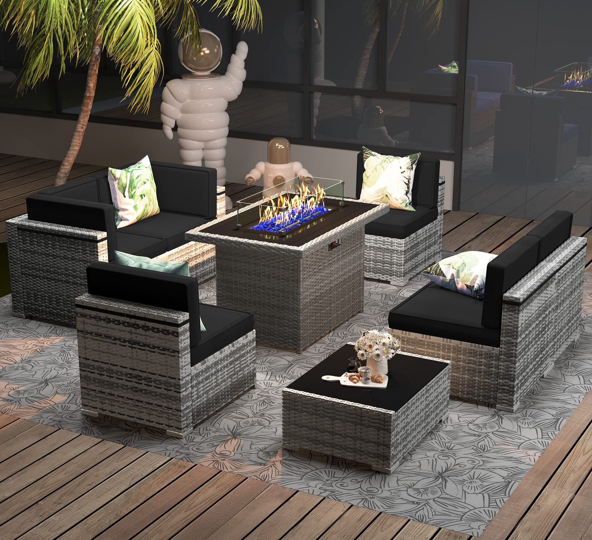 8-Piece Outdoor Patio Furniture Set with 44