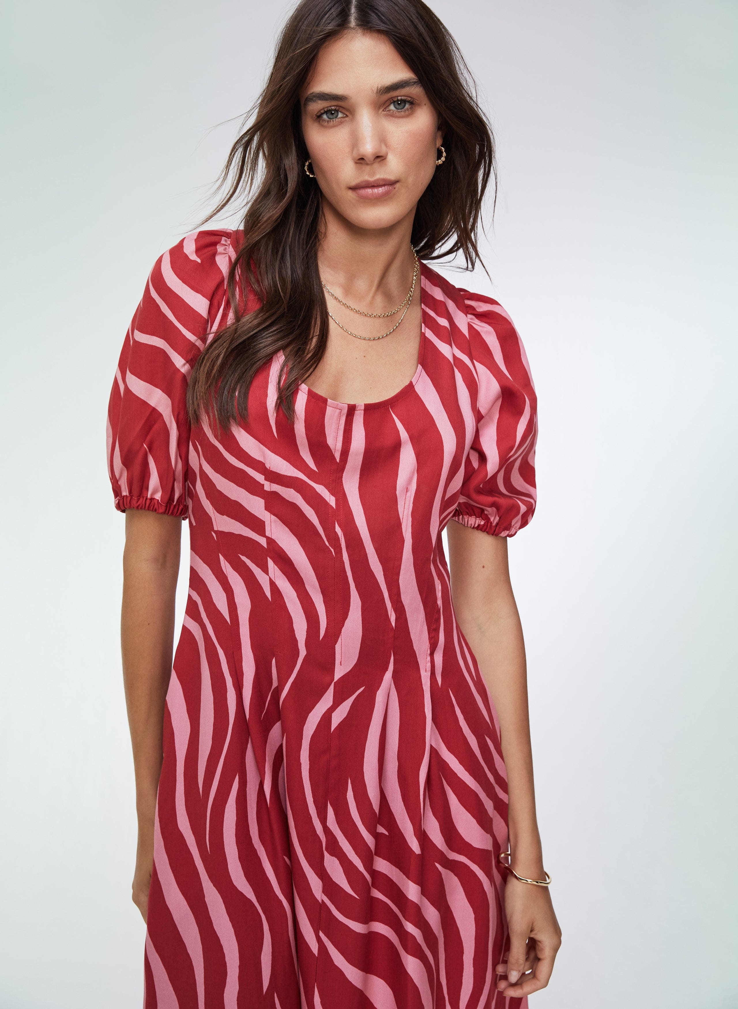 Jazlyn Tencel™ Women's Dress - Crimson Zebra Print | Elegant & Comfortable Summer Dress for Casual Wear, Office & Date Night