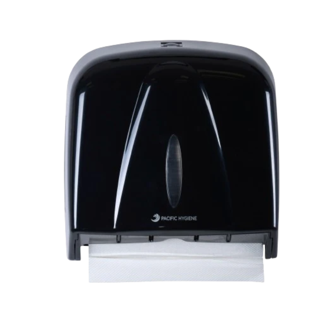 Pacific Hygiene D55B Ultra 30 Automatic Hand Towel Dispenser - Black | Commercial Restroom & Kitchen Paper Towel Holder for Offices, Hospitals, Restaurants