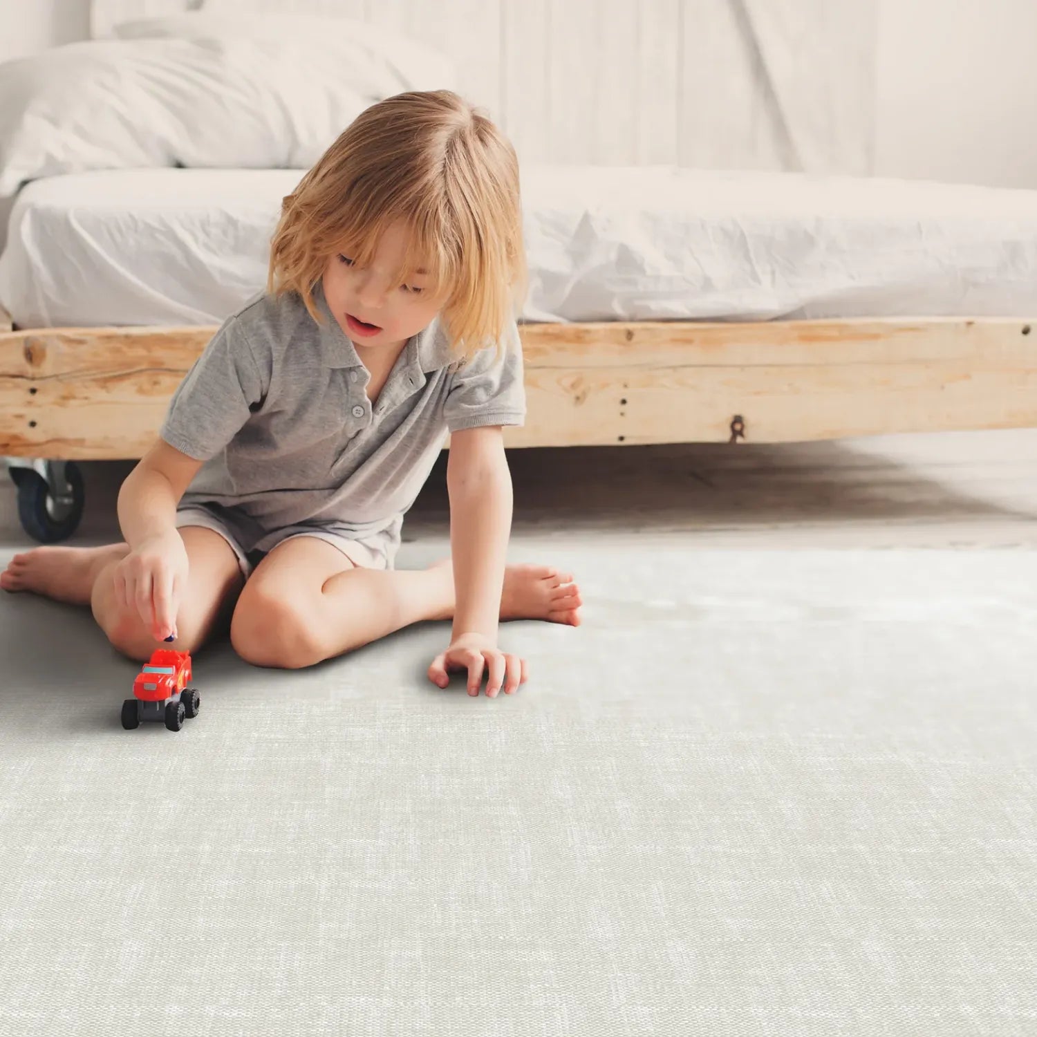 LaPure Soft Baby Play Mat - Medium Size, Non-Toxic & Safe for Infants, Urban Object/Fabric Grey - Perfect for Nursery, Playtime & Tummy Time