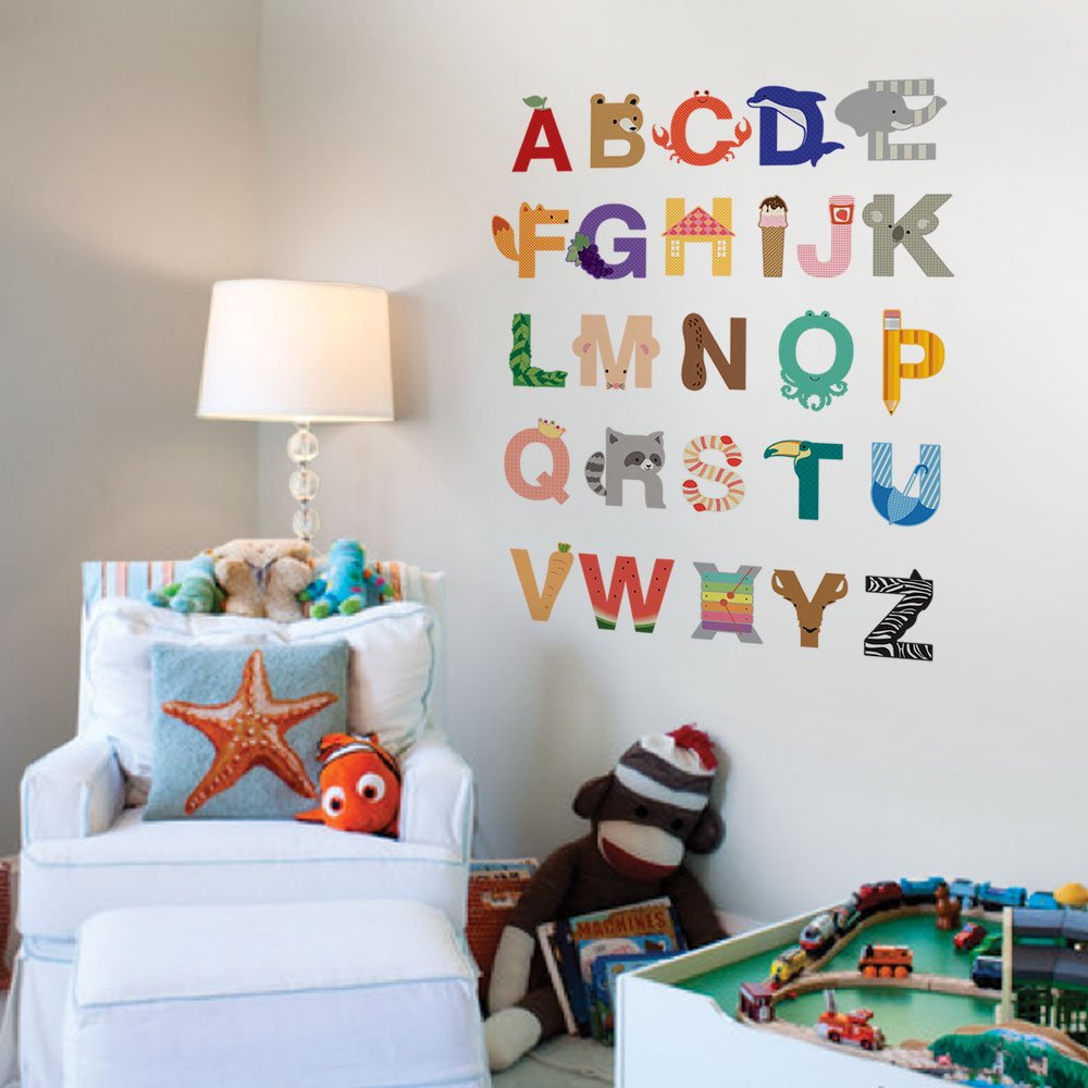 Alphabet Vinyl Wall Sticker - Medium Size, Removable Decal for Kids Room, Nursery, Classroom Decor - Perfect for Learning ABCs & Home Decoration
