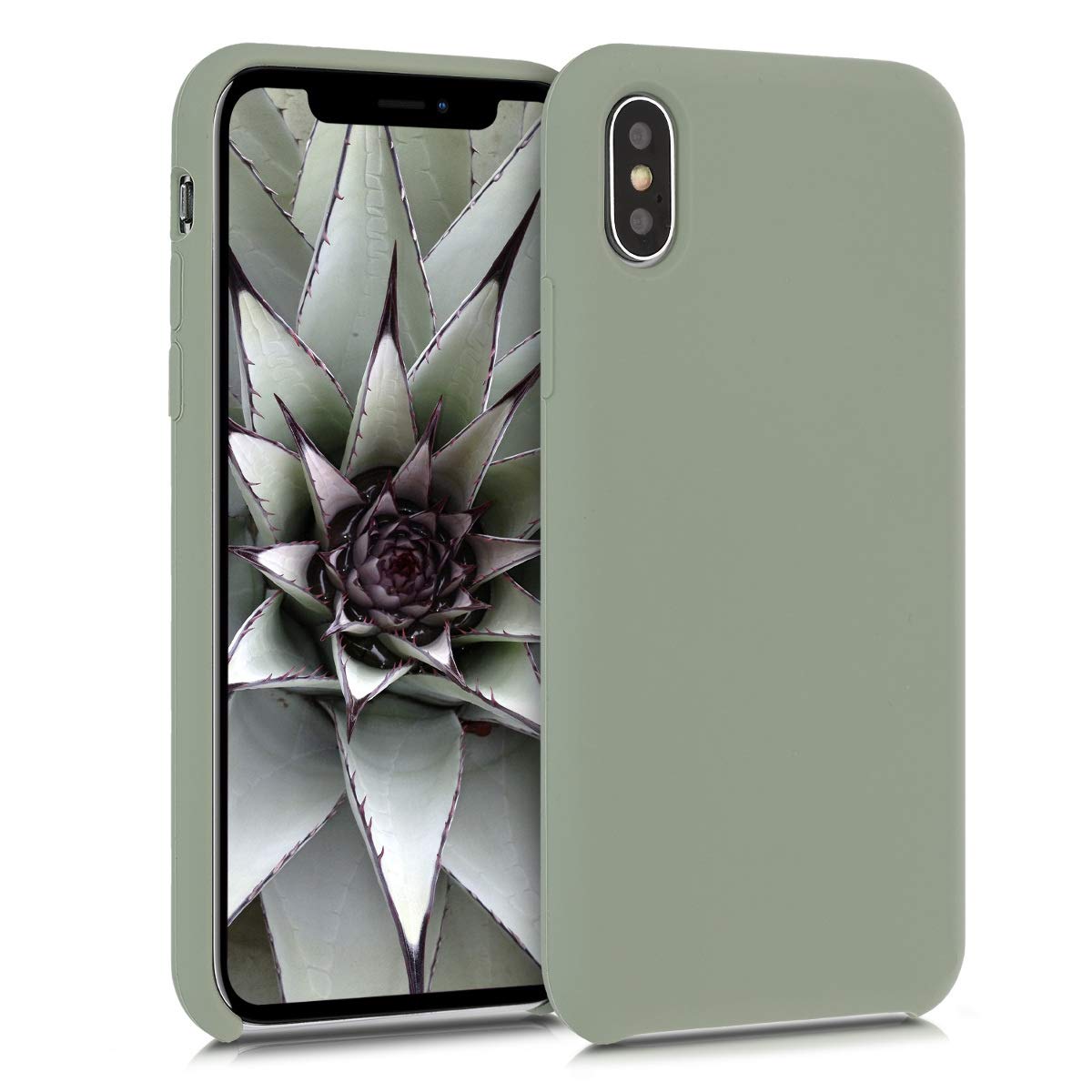 kwmobile Premium TPU Silicone Case for Apple iPhone X - Soft Protective Phone Cover in Gray Green | Slim Fit, Shock Absorption for Everyday Use & Outdoor Activities