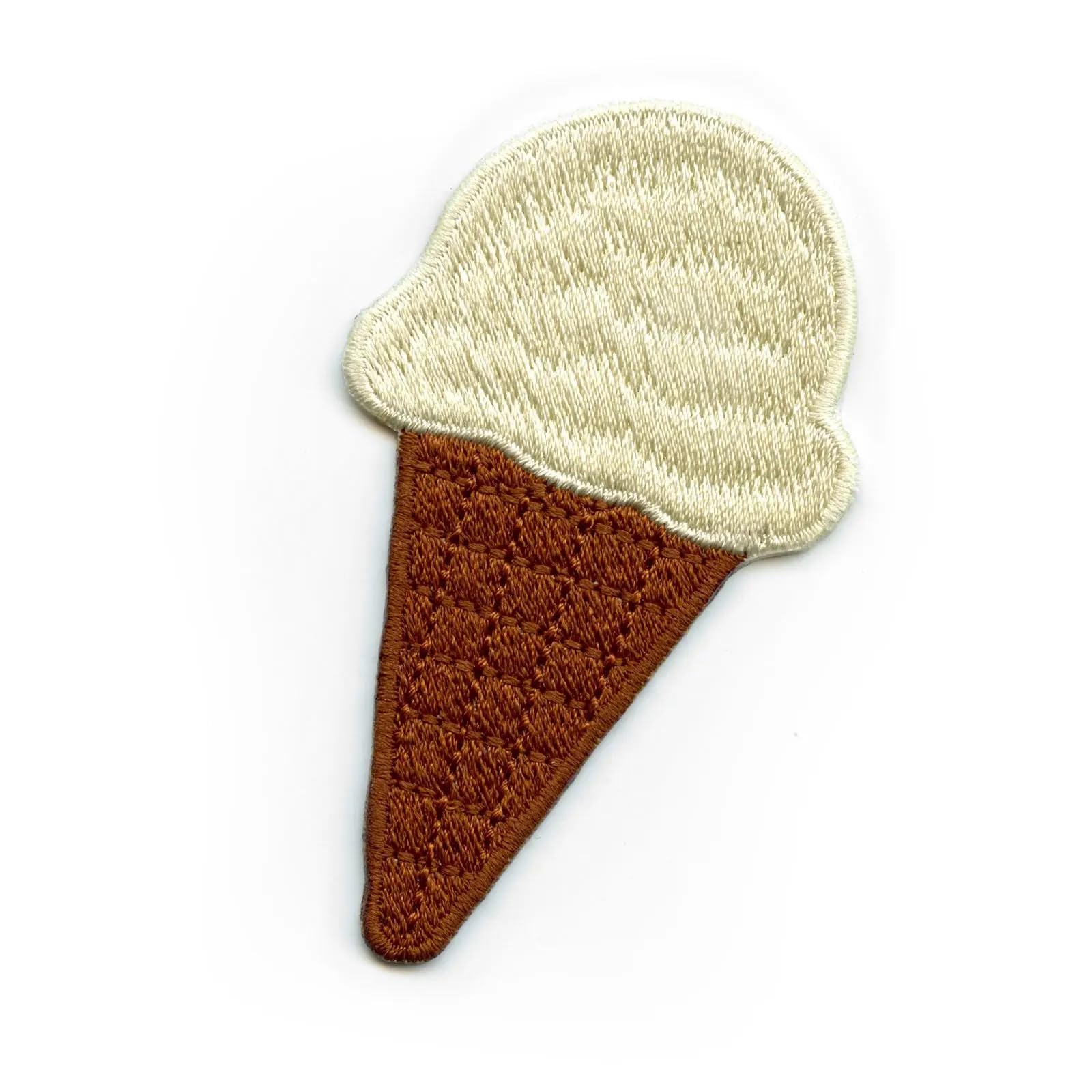 Vanilla Ice Cream Cone Iron On Patch - DIY Embroidered Applique for Clothing, Hats & Bags - Fun Frozen Treat Design for Kids & Adults - Perfect for Summer Outfits & Costumes