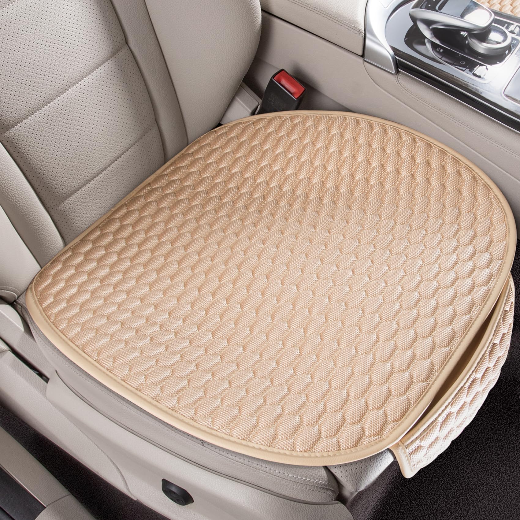 Universal Car Seat Covers 2PCS Set - Breathable Anti-Slip Cushion Pad with Storage Bags for Most Sedans, SUVs & Pickup Trucks (Lantern Beige) - Perfect for Road Trips, Daily Commutes & Protecting Your Vehicle Seats