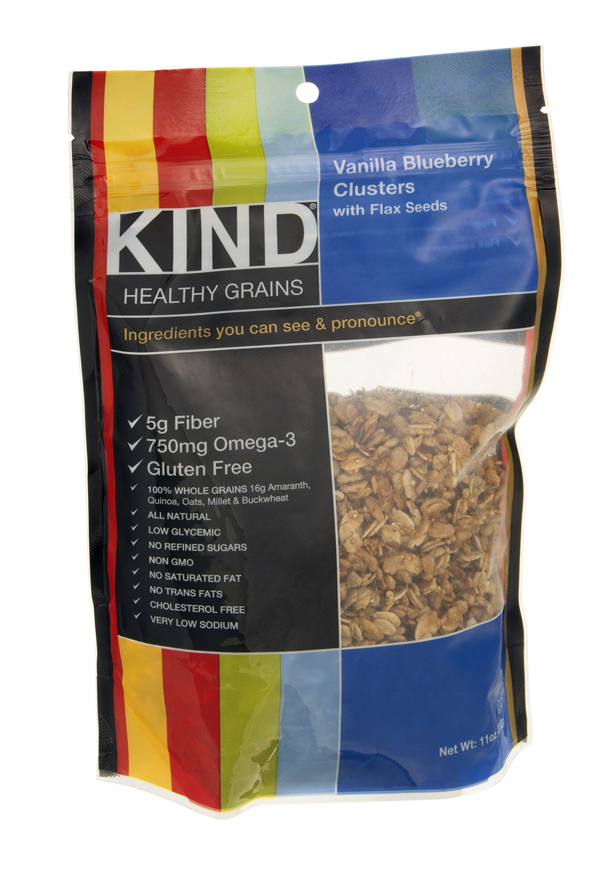 KIND Healthy Grains Clusters Vanilla Blueberry with Flax Seeds - 11oz (2 Pack) | Gluten Free Snack Bars for Breakfast, Hiking & On-the-Go Energy Boost