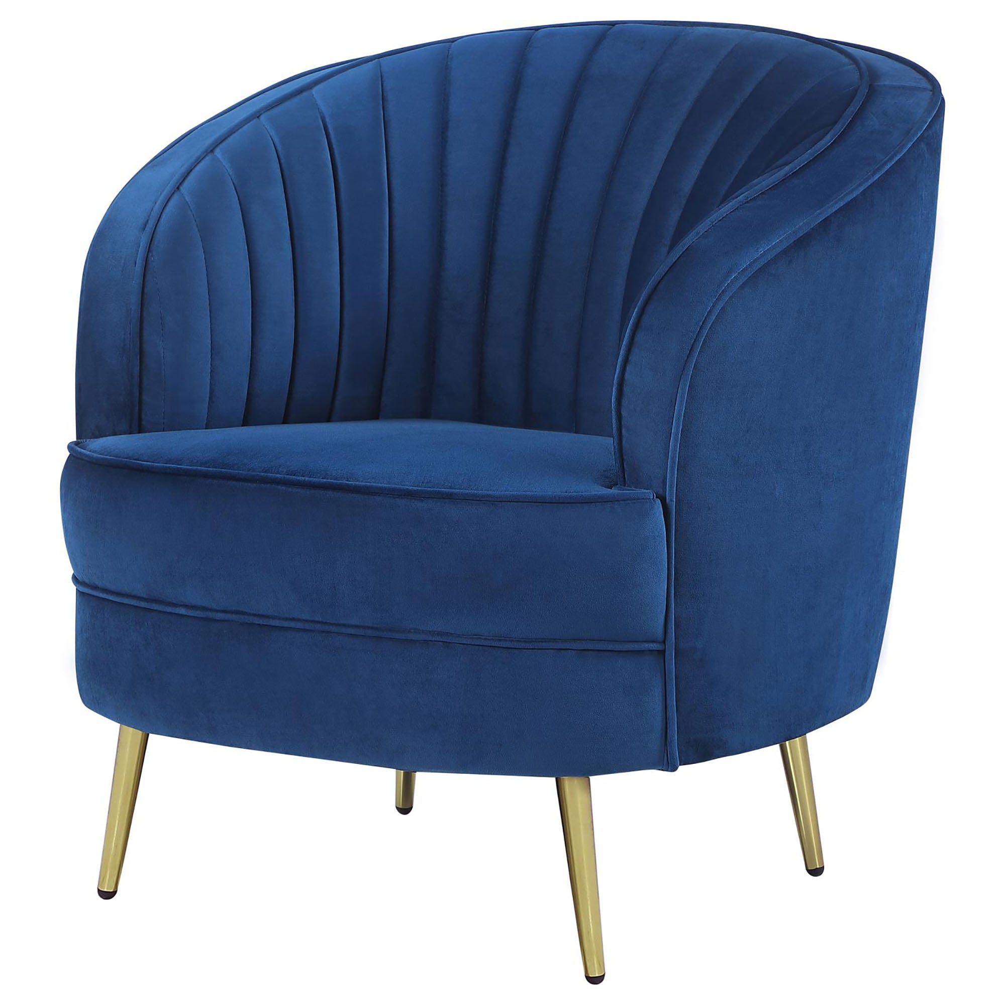Blue Channel Tufted Chair - Upholstered Accent Chair with Button Tufting for Living Room, Bedroom or Office - Comfortable Modern Furniture for Home Decor