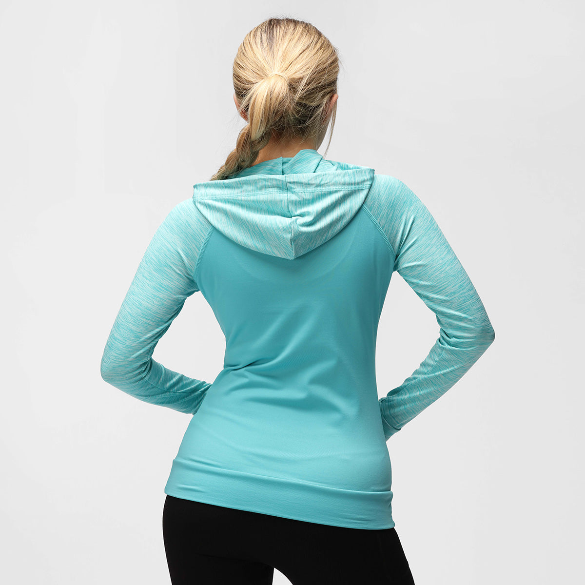 TKB Women's Turquoise Melange Zip-Up Hoodie - Cozy Casual Pullover for Fall & Winter, Perfect for Outdoor Activities and Lounge Wear