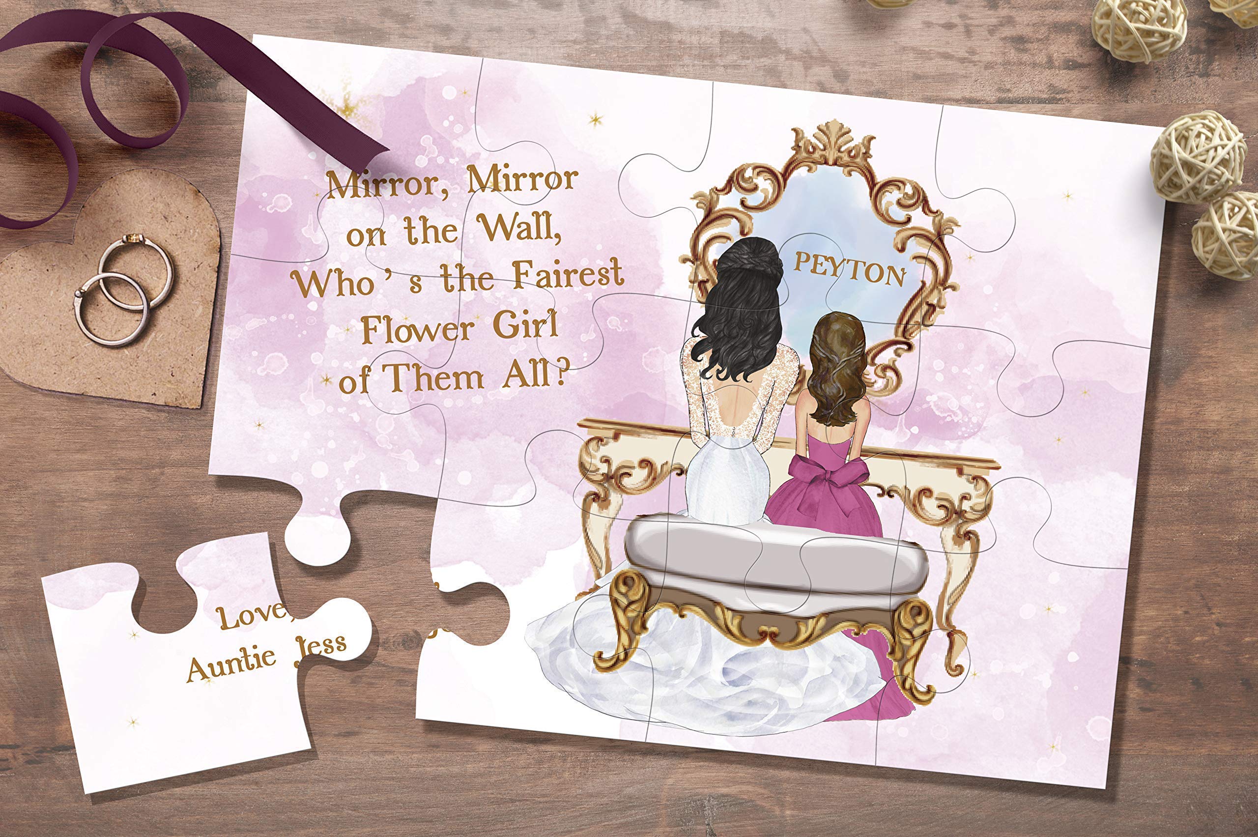 Will You Be Our Flower Girl Puzzle - Personalized Bridal Proposal Puzzle - Will You Be My Junior Bridesmaid Puzzle - Mirror Mirror on The Wall Wedding Proposal - Unique Flower Girl Gift Idea for Weddings, Bridal Showers & Special Occasions