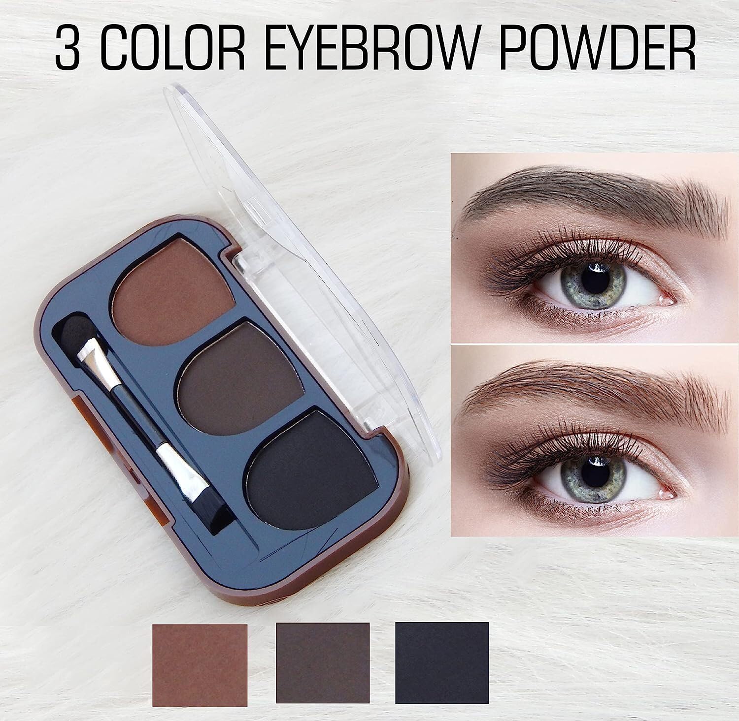 3 in 1 Eyebrow Powder Cake Palette - Waterproof & Long Lasting Eyebrow Makeup Kit with Blendable Colors (9g) | Perfect for Travel, Daily Use & Professional Makeup Artists