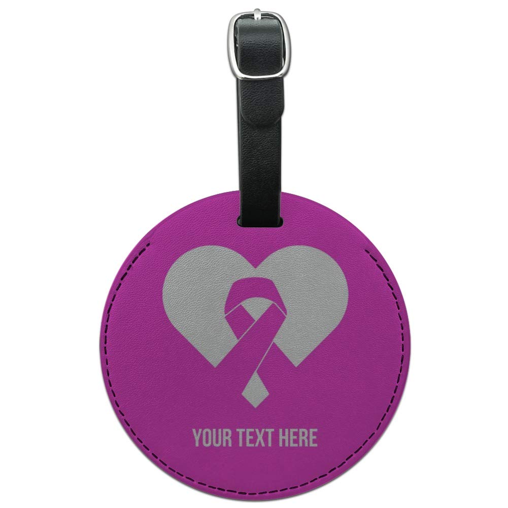 Custom Pink Ribbon Heart Leather Luggage Tag - Breast Cancer Awareness ID Card Holder for Travel Bags & Suitcases - Perfect for Fundraisers, Survivors & Supporters