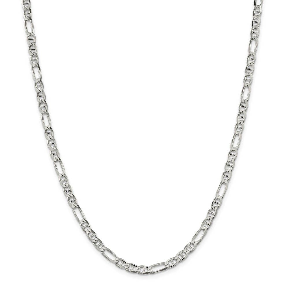 4.5mm Sterling Silver Solid Figaro Anchor Chain Necklace for Men & Women - Durable Black Bow Jewelry for Everyday Wear, Gifts & Special Occasions