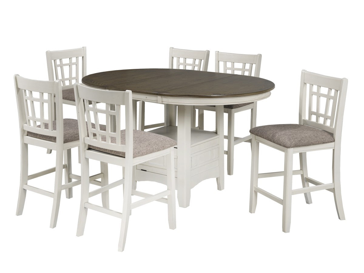 7-Piece White and Oak Counter Set for Kitchen, Dining Room, or Bar - Durable and Stylish Countertop Organizer