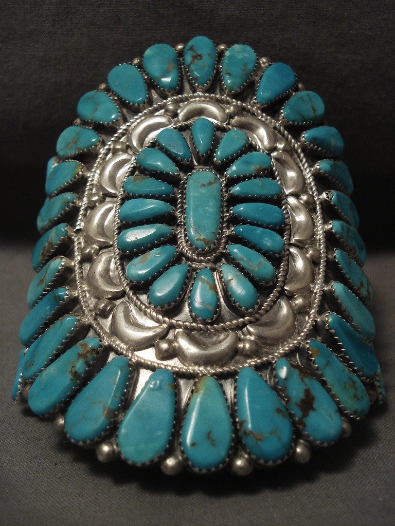 Authentic Vintage Navajo Turquoise Silver Bracelet - 109g Heavy Native American Jewelry for Women & Men - Perfect for Boho, Western & Festival Fashion