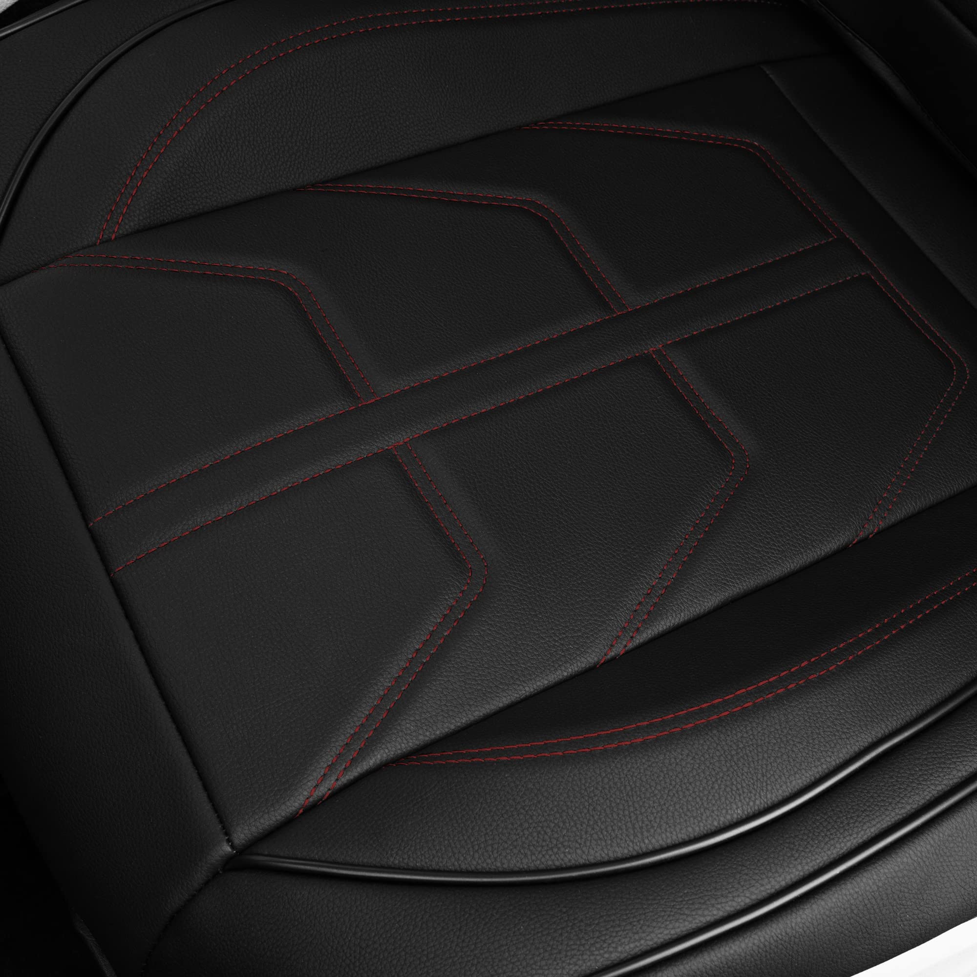 TLH Bionic70 Deluxe Faux Leather Burgundy Car Seat Covers (2-Pack) - Waterproof Universal Fit for Cars, Trucks & SUVs | Front Seat Protectors with Contrast Stitching | Perfect for Road Trips, Commuting & Pet Protection