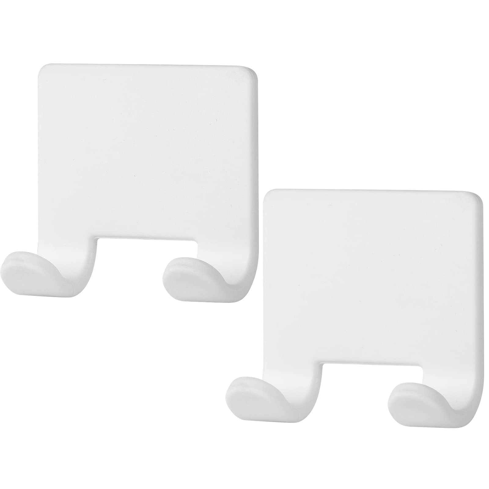 VANZAVANZU Shower Razor Holder - 2 Pack White Adhesive Wall Hooks for Bathroom, Waterproof Silicone Shaver & Hair Brush Organizer - Perfect for Shower, Sink & Vanity Organization