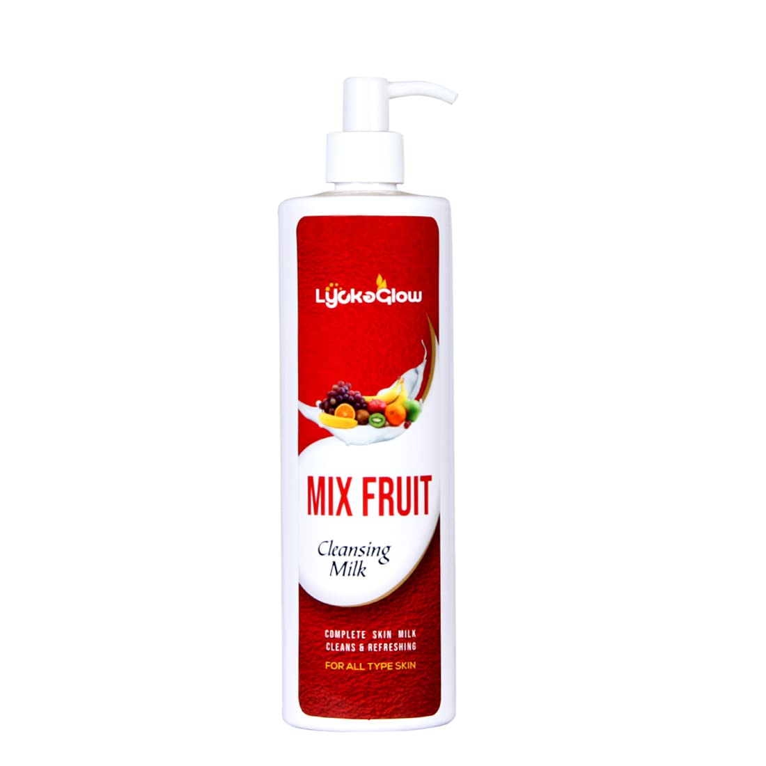 LyckaGlow Mix Fruit Cleansing Milk - 500ml Gentle Daily Face Wash with Natural Fruit Extracts | Perfect for Morning & Night Skincare Routine