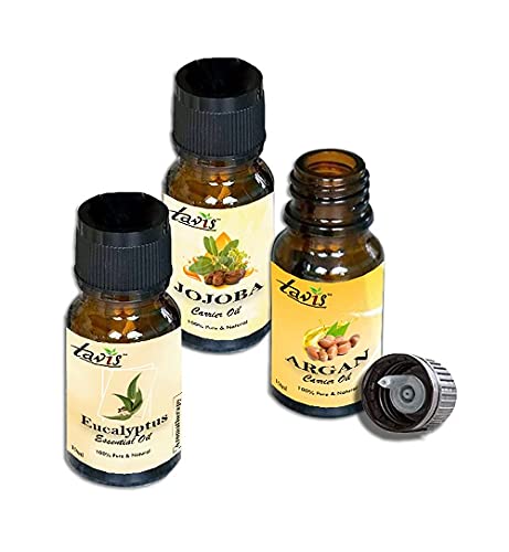 Pure Jojoba Oil, Argan Oil & Eucalyptus Essential Oil Set - 100% Natural for Hair, Skin & Aromatherapy - Perfect for DIY Beauty, Massage & Relaxation