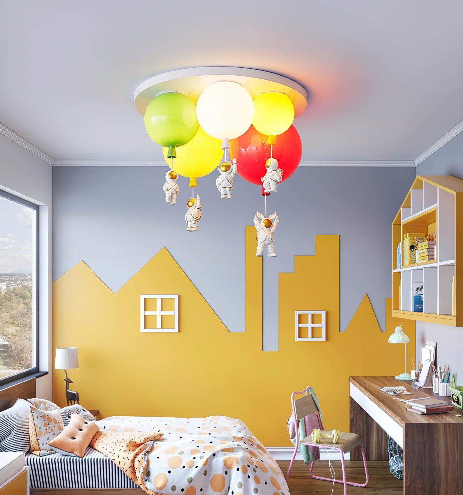 Astronaut Glossy Balloon Ceiling Lamp - Space-Themed Kids Room Decor & Night Light for Bedroom, Nursery, and Playroom