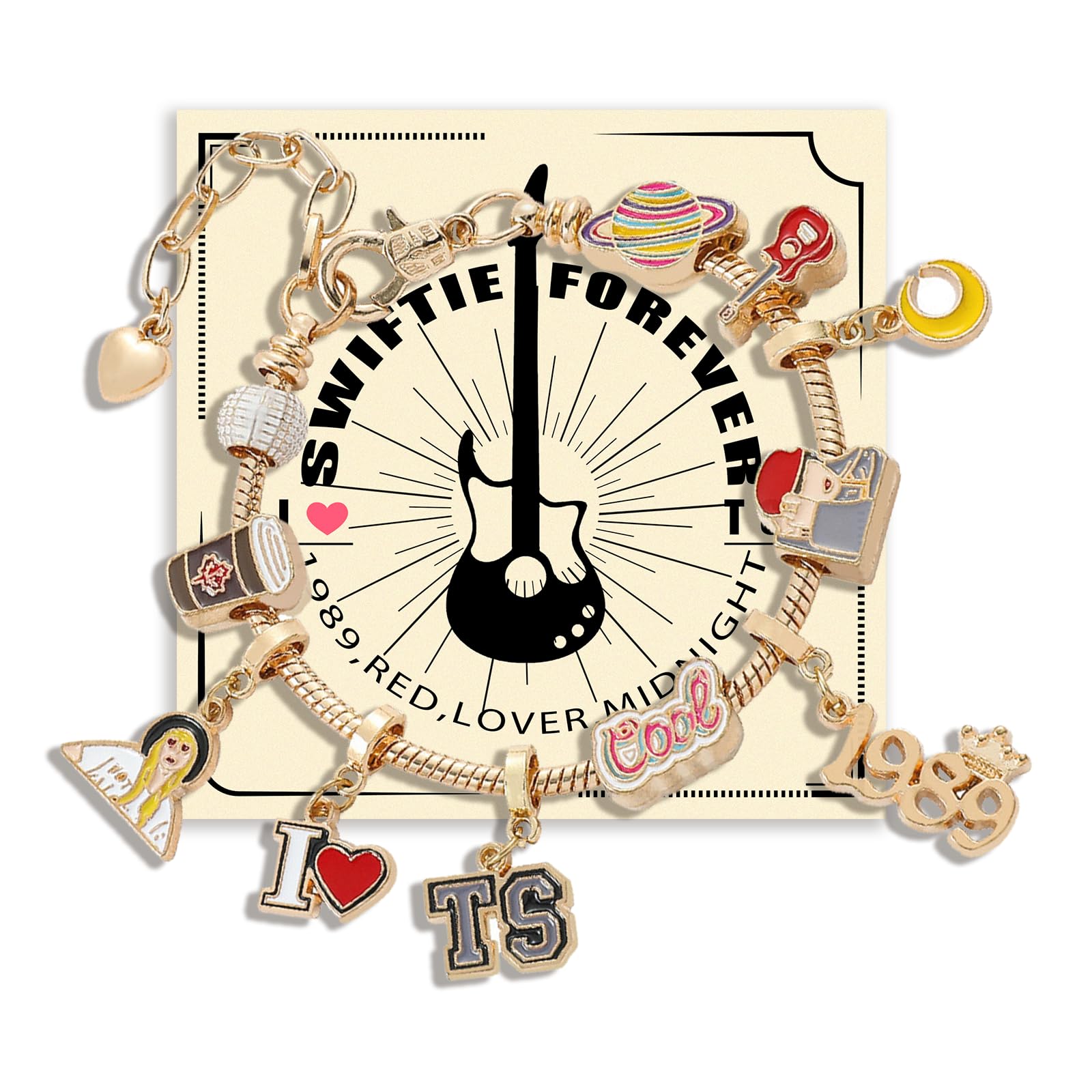 FANCIBAND Gold Charm Bracelet for Women - Taylor Swift Inspired Music Lover Jewelry, DIY Friendship Bracelet Kit for Swiftie Fans, Gifts for Women & Teen Girls | Perfect for Concerts, Birthdays & Best Friend Gifts