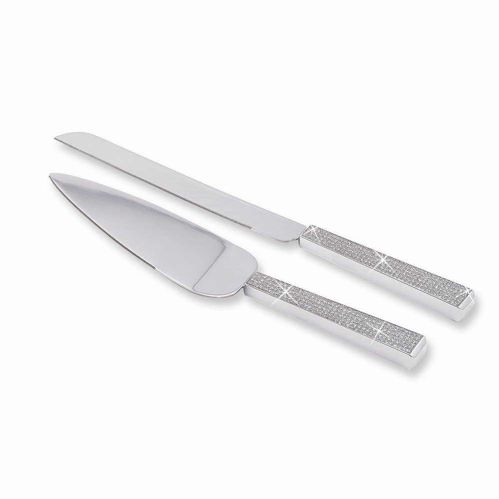Premium Nickel-Plated Silver Glitter Cake Knife & Server Set - Elegant Wedding, Birthday Party & Anniversary Cake Cutting Utensils