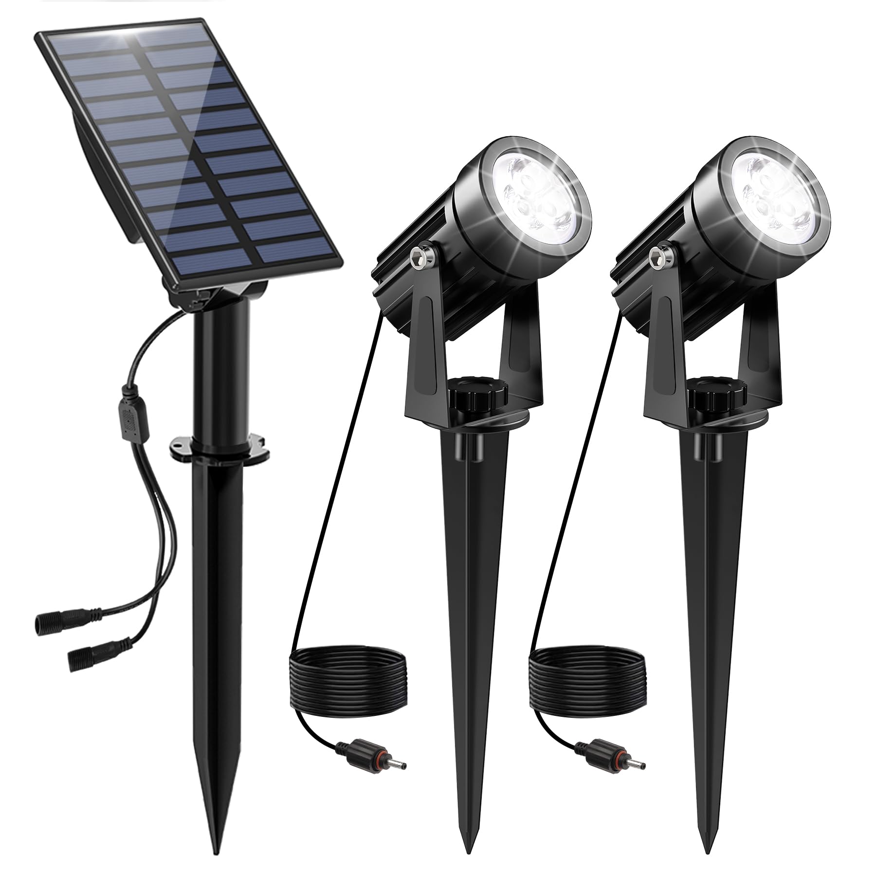 Solar Spot Lights Outdoor, 2-in-1 Solar Landscape Spotlights IP65 Waterproof with 9.8ft Cable, Auto On/Off Outdoor Wall Lights for Garden, Yard, Driveway, Porch, Walkway, Pool (6000K White) - Perfect for Pathway Lighting, Backyard Decor, and Security Illumination