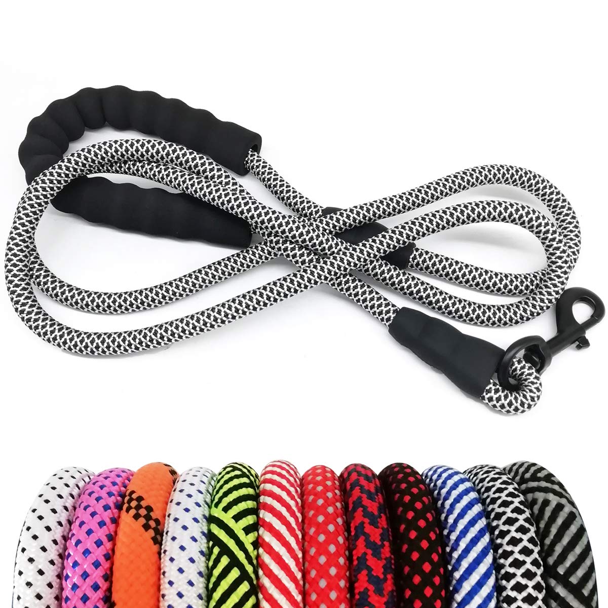 MayPaw Heavy Duty Nylon Dog Leash for Large & Medium Dogs - 3/4/5/6/7/8/10/12/15 FT Length Options with Soft Padded Handle - Durable Pet Training Lead for Walking, Running & Outdoor Adventures