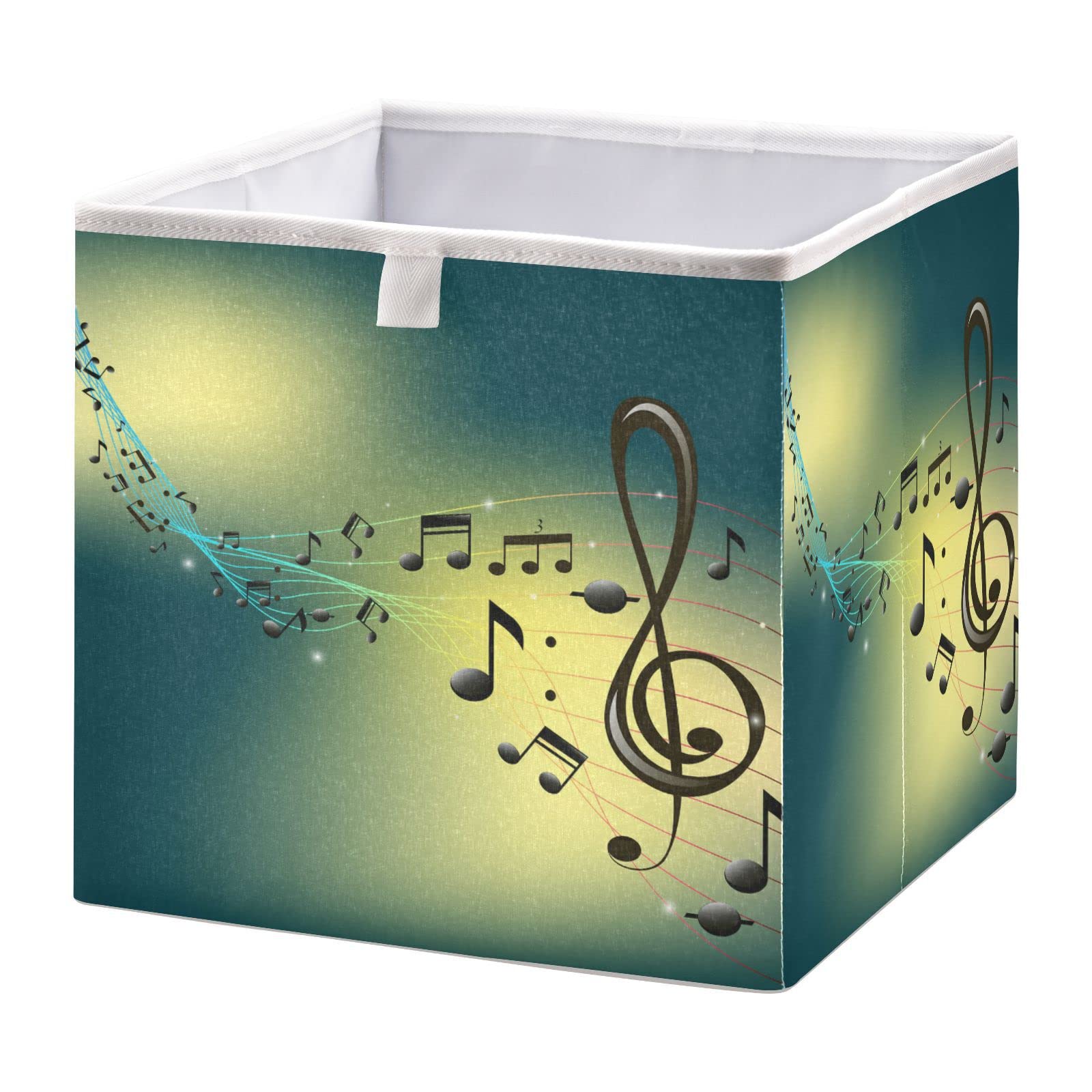 Music Note Storage Basket - Collapsible Fabric Cube Bin for Makeup, Closet, Bathroom & Bedroom Organization | Perfect for Home Decor, Toy Storage & Laundry Room Essentials
