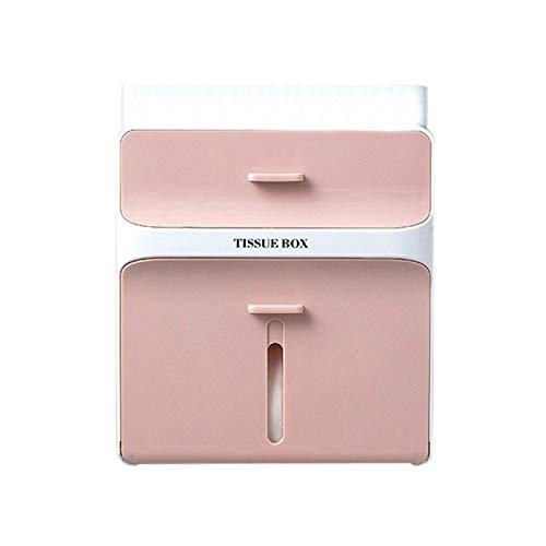 Waterproof Wall Mount Toilet Paper Holder - Pink Bathroom Tissue Storage Box with Creative Design, Space-Saving Toilet Paper Tray for Bathroom, Kitchen, RV & Office Organization