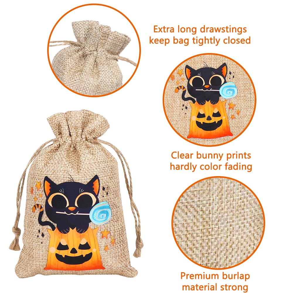 36pcs Halloween Burlap Gift Bags - Eco-Friendly Jute Linen Drawstring Treat Bags for Candy, Party Favors & Goodies | Perfect for Halloween Parties, Trick or Treat, Classroom Treats & Gift Giving