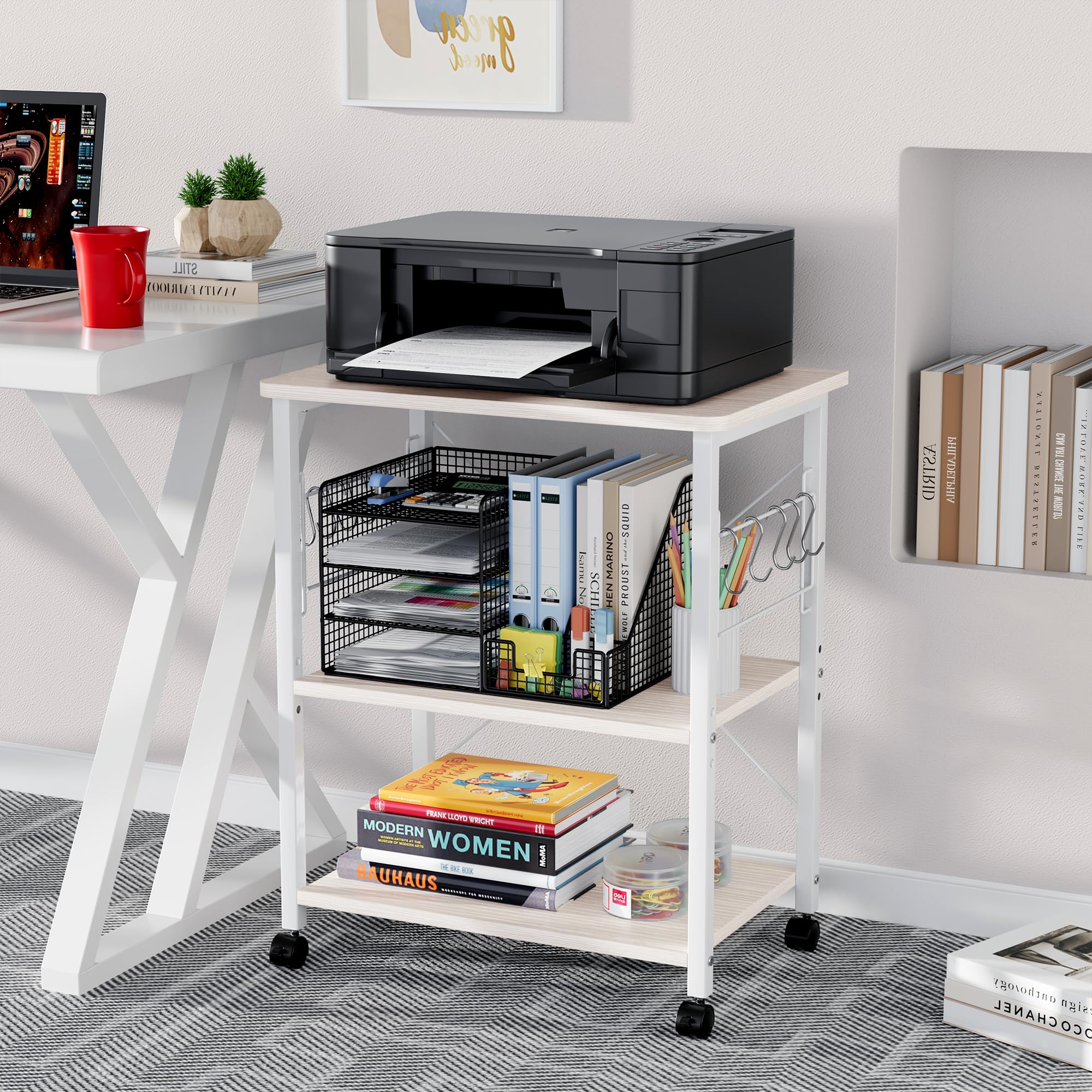 Mr IRONSTONE 3-Tier Rolling Microwave Cart 23.7