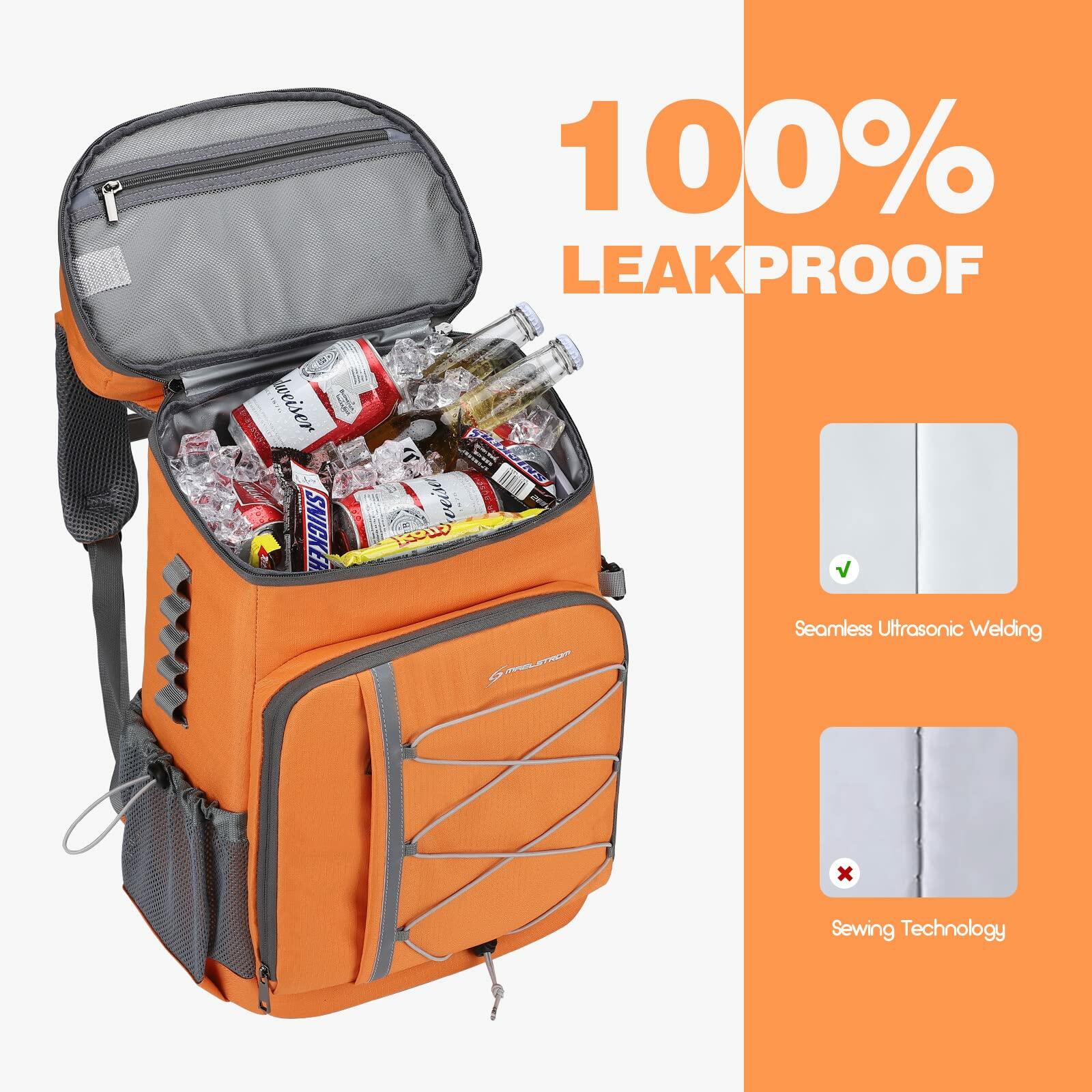 35 Can Leakproof Insulated Backpack Cooler for Camping, Picnics & Outdoor Adventures - Orange Backpack Cooler with Shoulder Straps & Durable Design