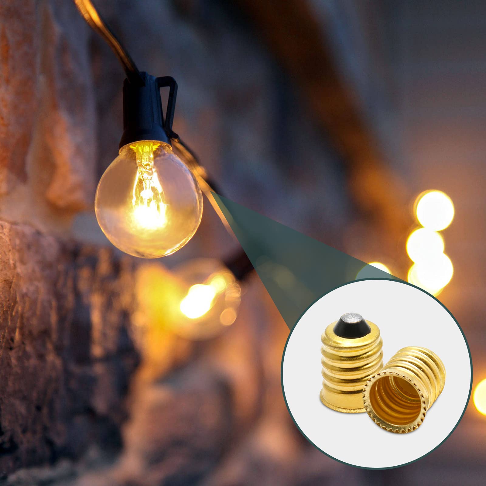 10 Pack E14 to E12 Bulb Adapter Converter - Pure Copper European to Candelabra Light Socket Reducer - Gold Lamp Adapter for Chandeliers, Ceiling Fans & Vintage Lighting Fixtures