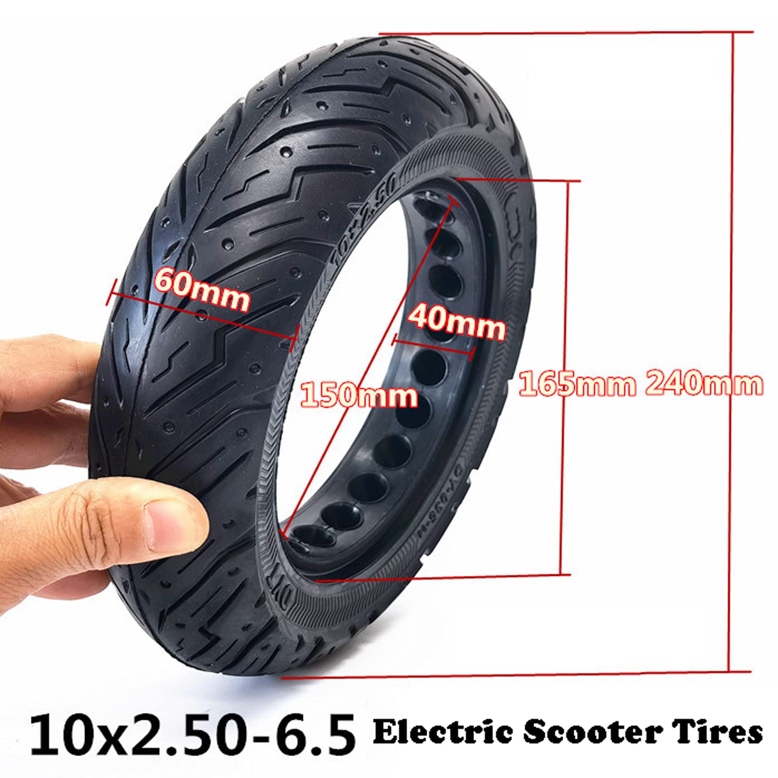 Durable Honeycomb Solid Tires for Electric Scooters - 10x2.50-6.5 Tubeless, Explosion-Proof Replacement Wheels (1 Pack) - Perfect for Commuting, Urban Travel & Last-Mile Delivery
