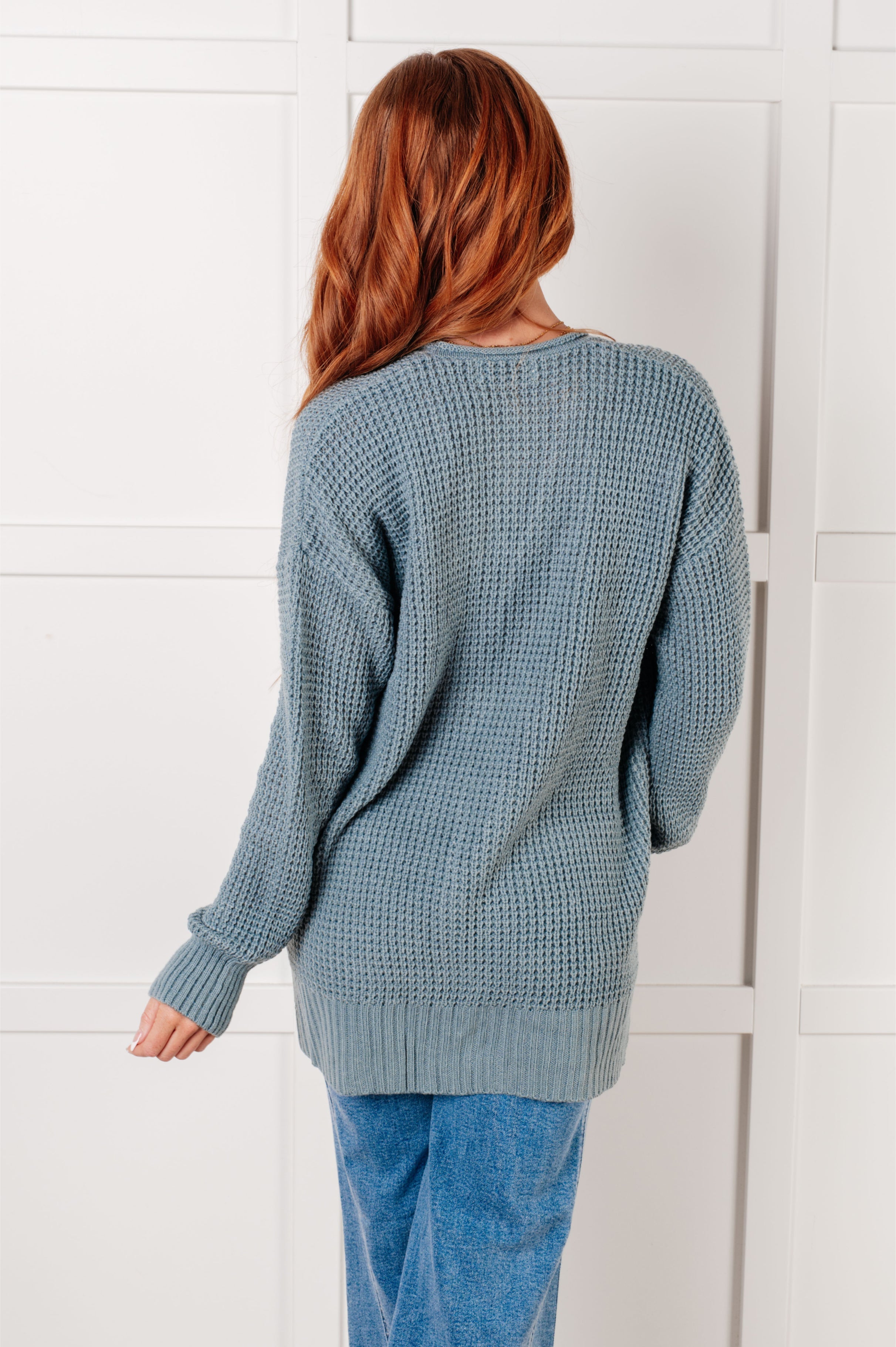 Blue Grey Waffle Knit Open Front Cardigan for Women - Cozy Layered Sweater for Fall & Winter | Perfect for Casual Outfits, Office Wear and Weekend Lounging