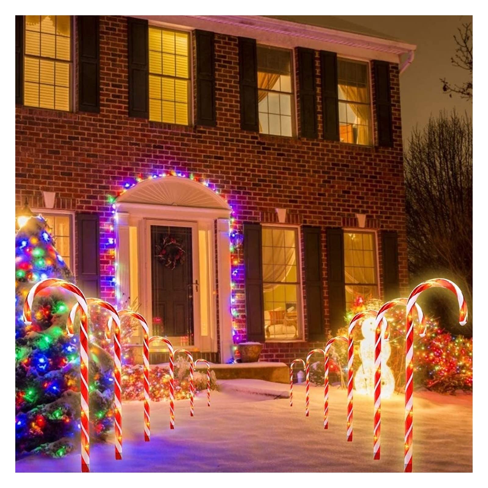 Solar Candy Cane Lights Outdoor Christmas Decor - Waterproof Pathway Markers with Ground Spikes for Yard, Garden, Party & Holiday Tree Decoration (Indoor/Outdoor Use) | Perfect for Xmas, Winter Festivals & Patio Lighting