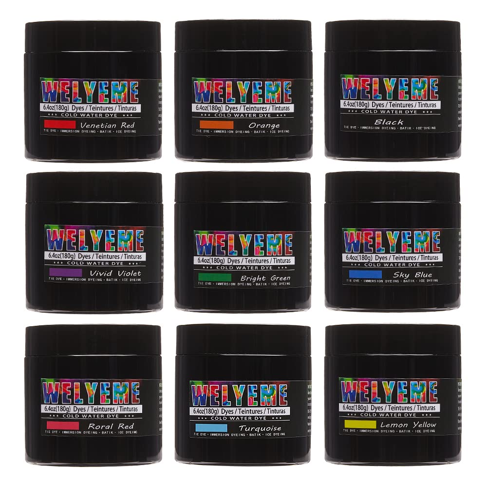 Tie Dye Powder Kit - 9 Pack Bulk Fabric Dye for Cold Water Tie-Dyeing | Vibrant Colors for DIY T-Shirts, Socks & Home Decor | Perfect for Parties, Crafts & Summer Activities