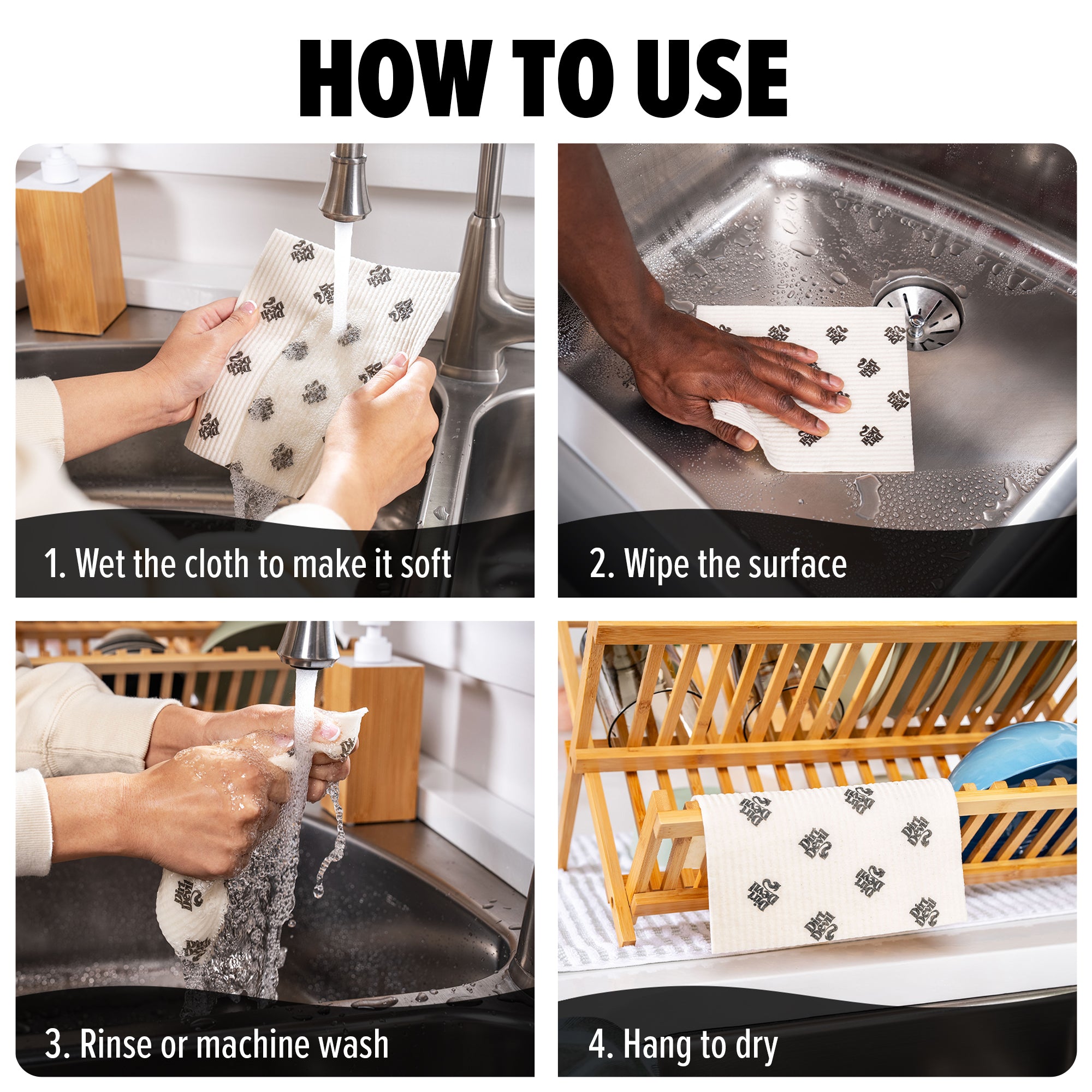 Eco-Friendly Reusable Paper Towels (6 Pack) - Washable & Sustainable Kitchen Towels for Cleaning, Spills & Everyday Use