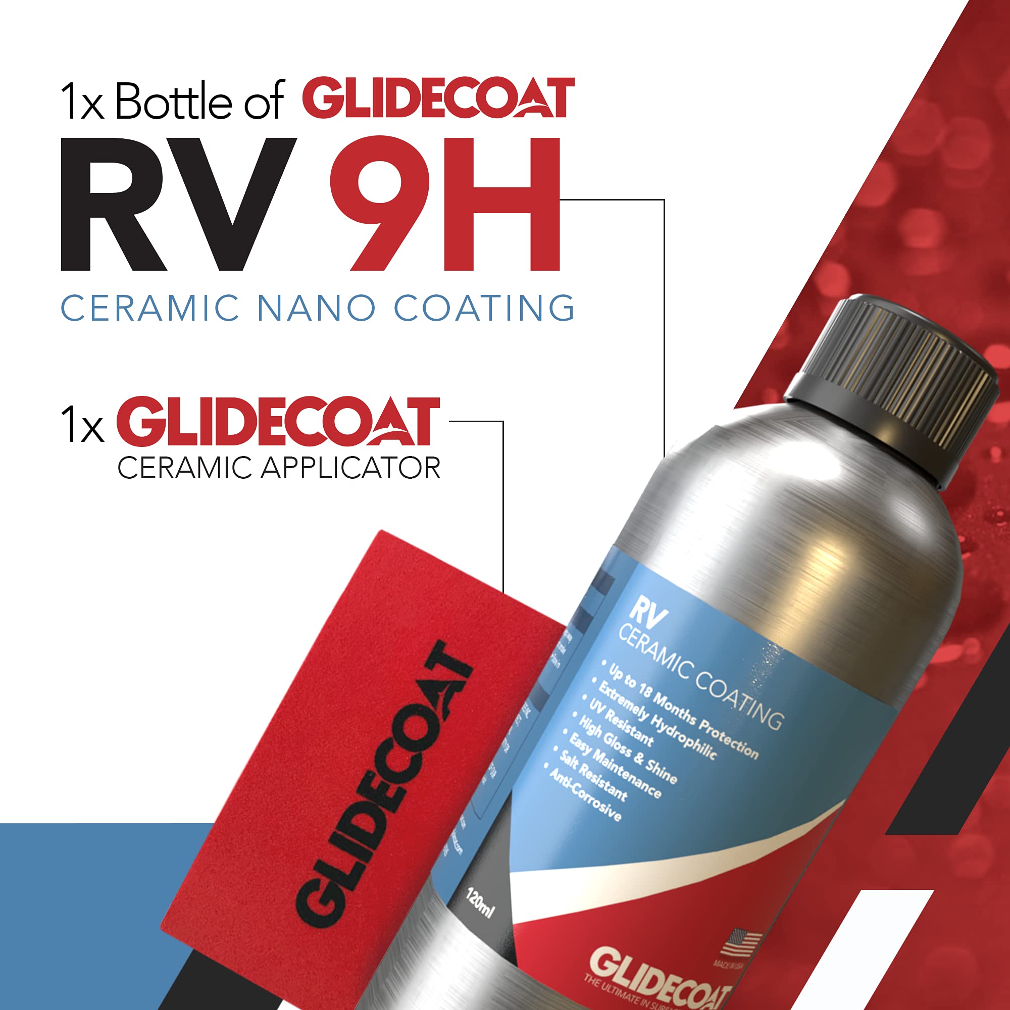 Glidecoat RV Ceramic Coating (120ml) - 9H Nano Ceramic Coating for RVs, Boats, Cars, Trucks & Aircraft - Long-Lasting Protection Better Than Wax - Hydrophobic UV-Resistant Paint Sealant - Perfect for Road Trips, Off-Roading & Marine Use