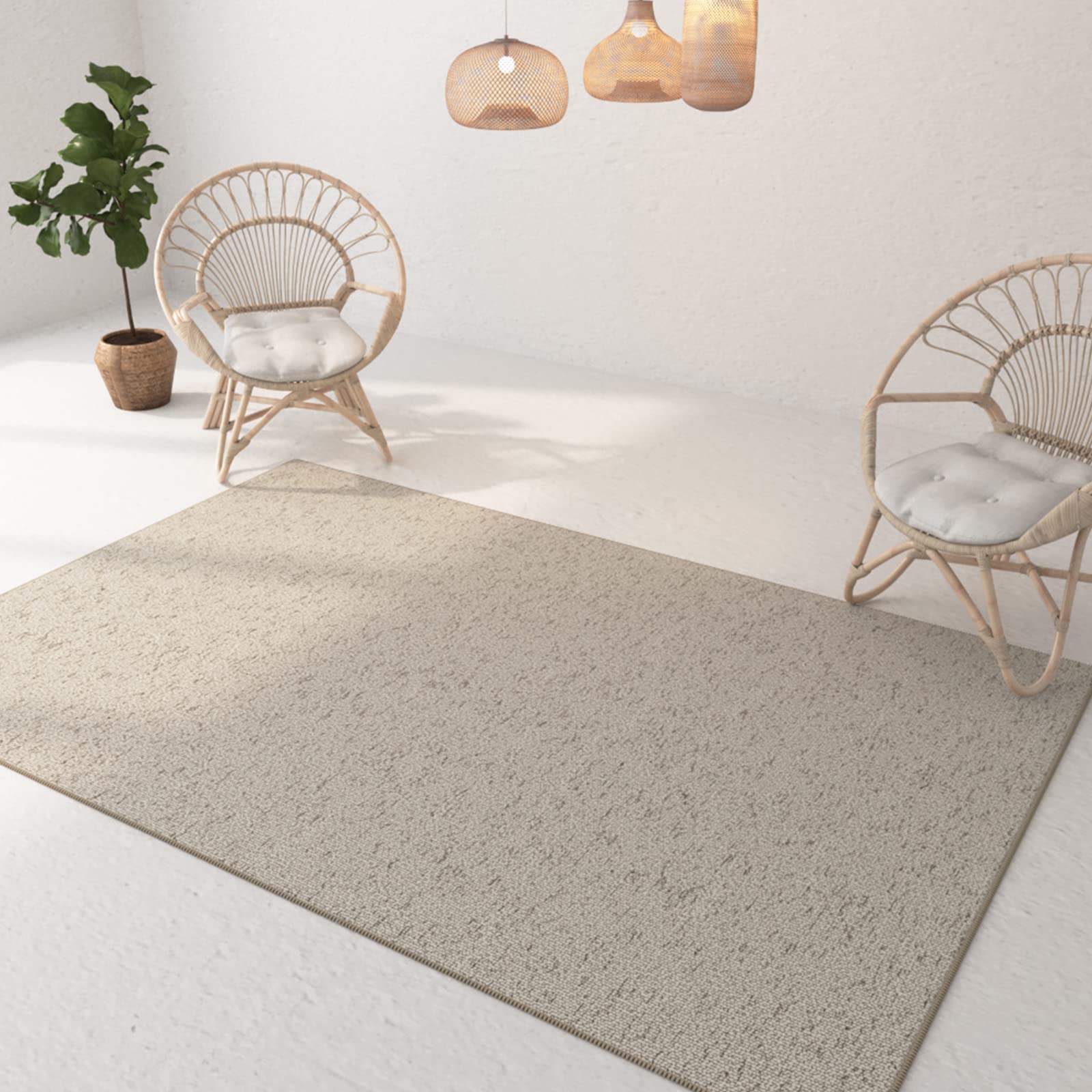Soft Fluffy Shaggy Rug - Anti-Slip Washable Linen Area Carpet for Living Room, Bedroom, Office & Kitchen - Modern Floor Mat 80x120cm Beige - Perfect for Cozy Home Decor, Kids Play Area & Pet-Friendly Spaces