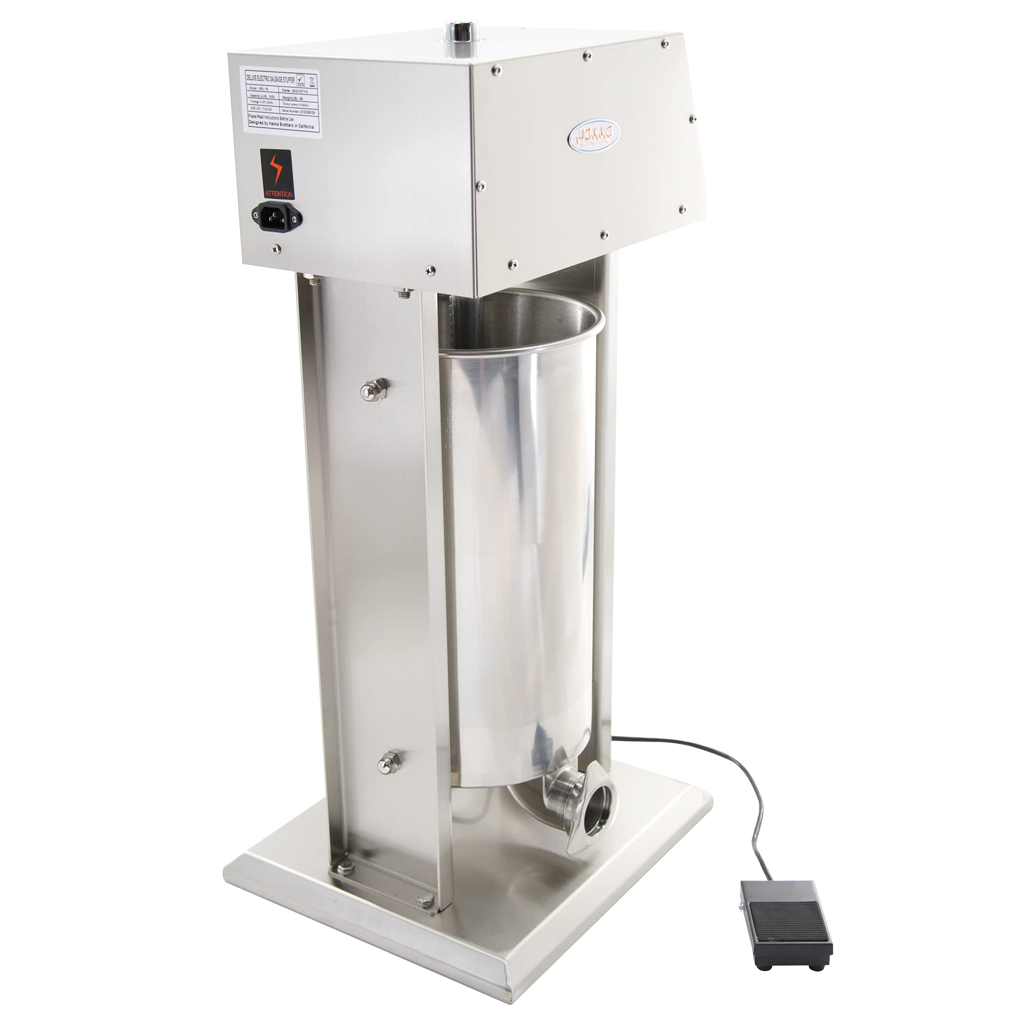 Commercial Electric Sausage Stuffer 12L/25LB Stainless Steel Vertical Sausage Maker with 4 S/S Tubes - Variable Speed Control for Home Butchering & Charcuterie - Perfect for Sausage Making, Meat Grinding & Food Processing (SEV12)