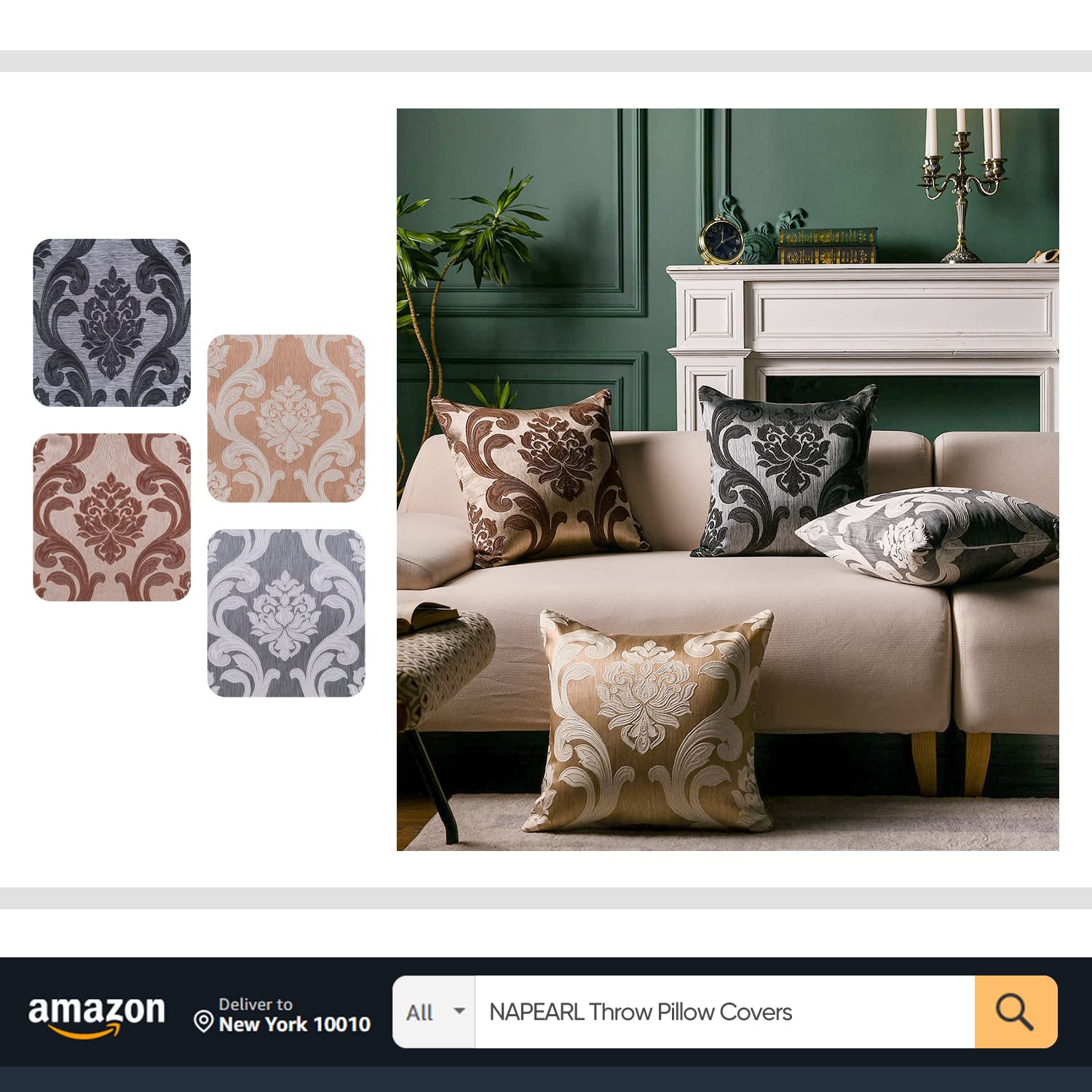 Luxury Brown Damask Jacquard Curtains for Living Room & Bedroom - Victorian Style Home Decor Drapes (2 Panels, 52x108 Inches Each) - Perfect for Elegant Window Treatments & Cozy Home Atmosphere