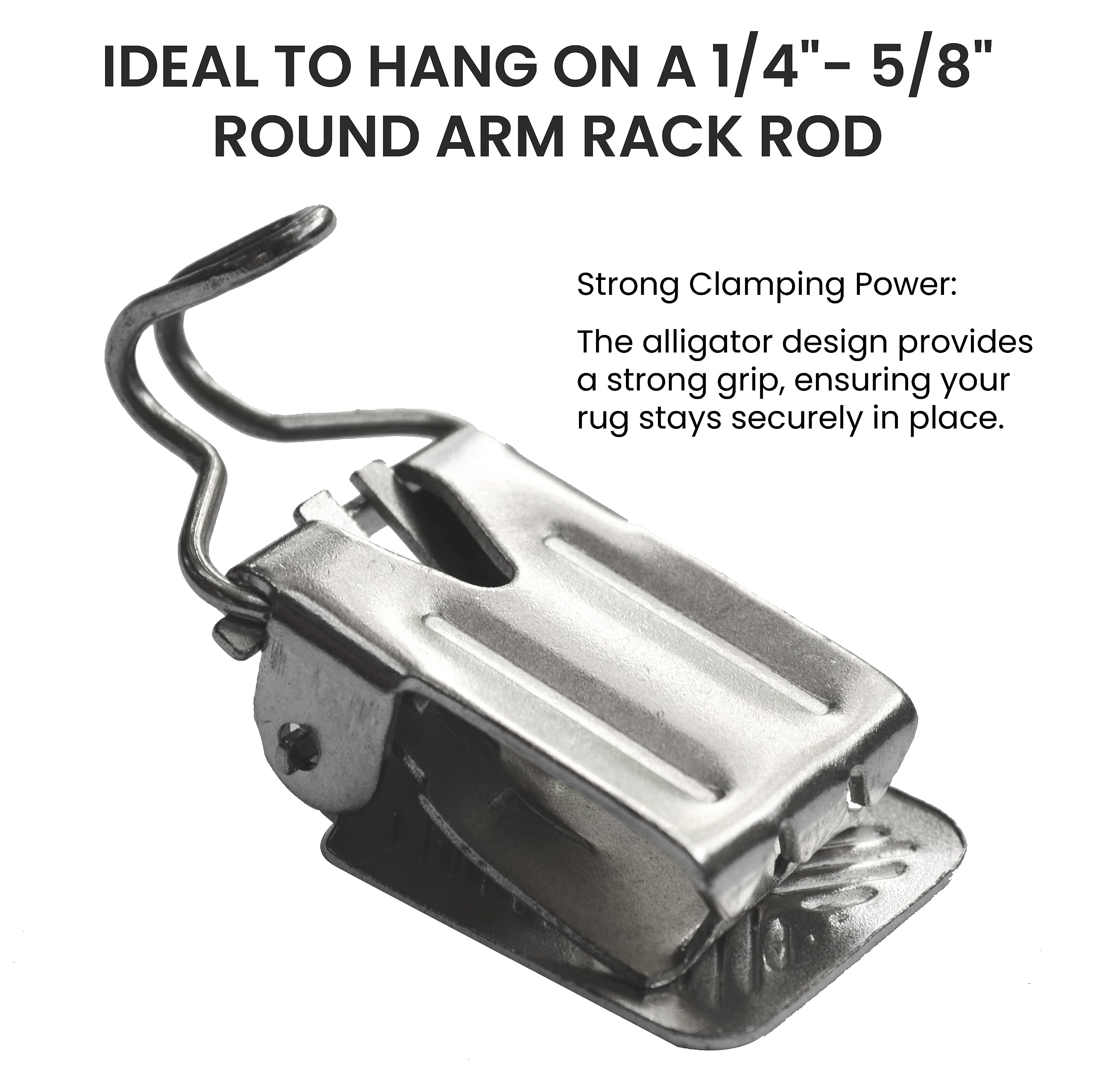 Durable Alligator Rug Clips for Displaying Rugs, Shawls, Leather & Quilts - Fits 1/4