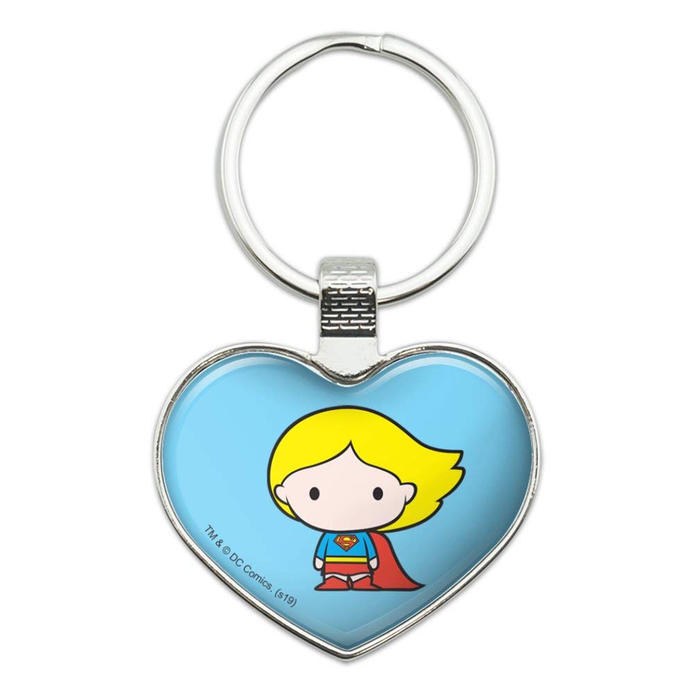 Superman & Supergirl Cute Chibi Keychain - Heart Love Metal Key Ring for Anime Fans, Couples & DC Comics Collectors - Perfect for Backpacks, Gifts & Key Organization