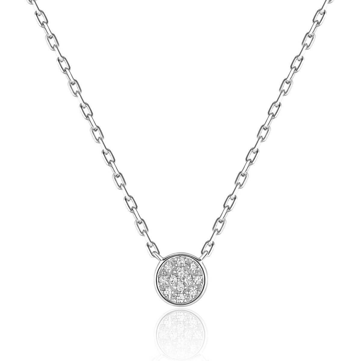 14K Gold Diamond Micro Pavé Round Necklace for Women - Elegant Layering Piece for Everyday Wear & Special Occasions