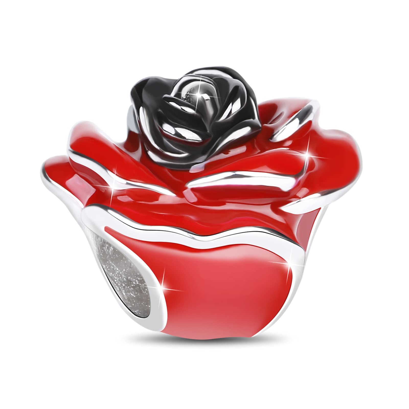 925 Sterling Silver Skull and Rose Charm Bead - Gothic Jewelry for Bracelets & Necklaces - Perfect Halloween Gift for Women & Men - Live for the Beauty of Today - Ideal for Gothic Fashion, Punk Style, and Dark Romantic Outfits