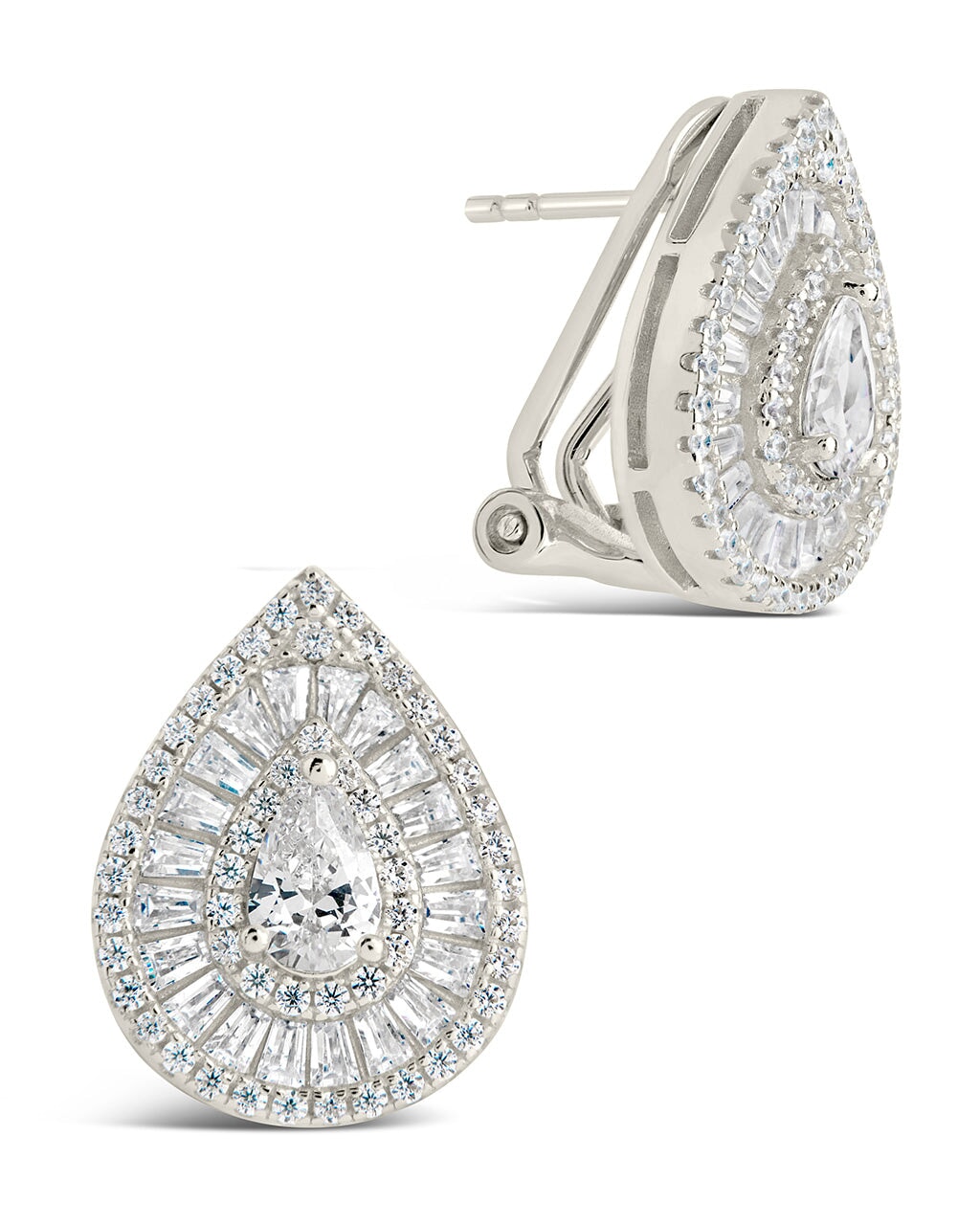 Scarlett CZ Teardrop Stud Earrings for Women - 925 Sterling Silver Cubic Zirconia Dangle Earrings - Elegant Jewelry for Party, Wedding & Everyday Wear