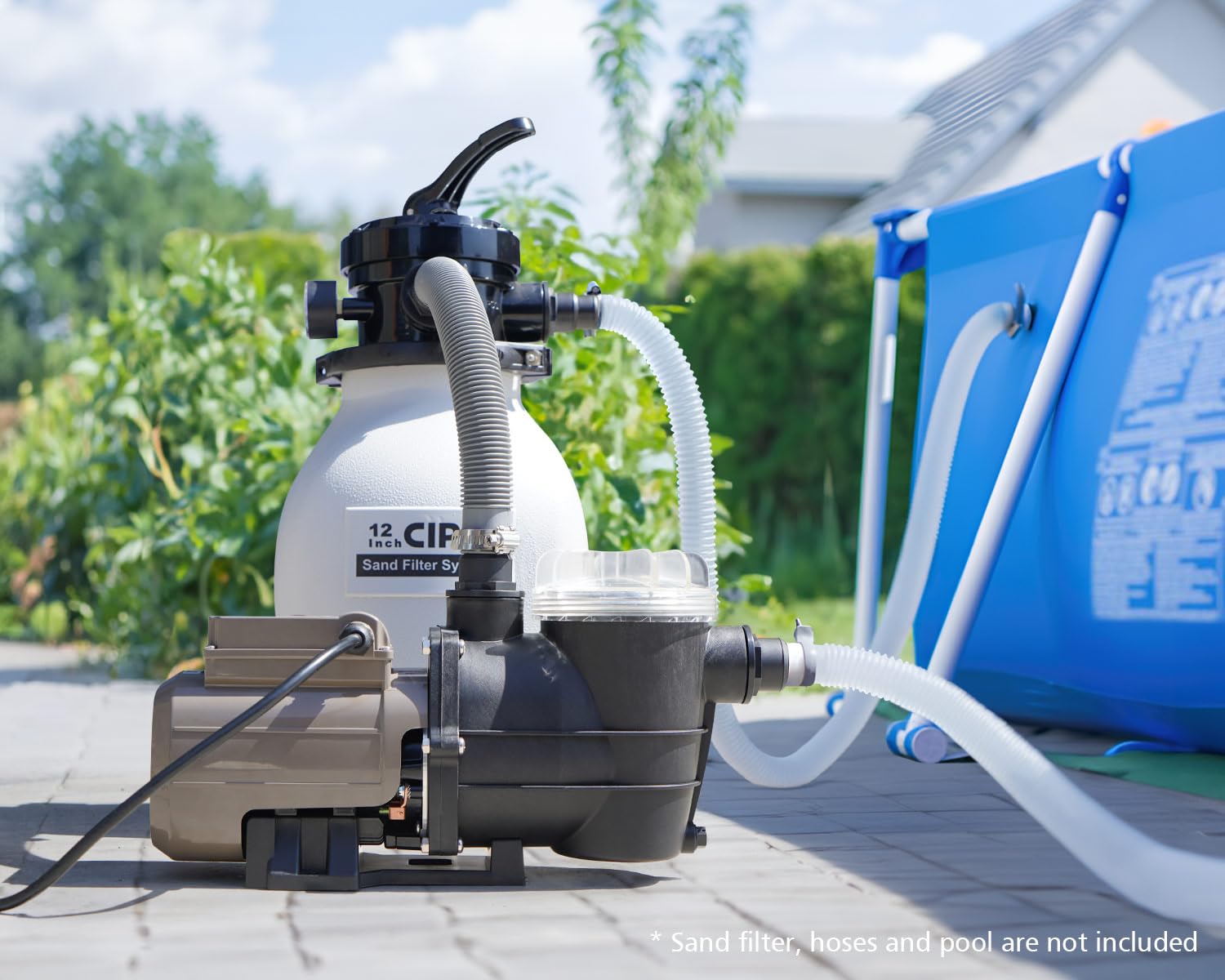 2700GPH 115V Self Priming Above Ground Pool Pump with Timer - 0.35HP Low Noise Swimming Pool Pump with Filter Basket for Hot Tubs, Spas & Water Circulation (Perfect for Backyard Pools, Inflatable Pools & Water Features)